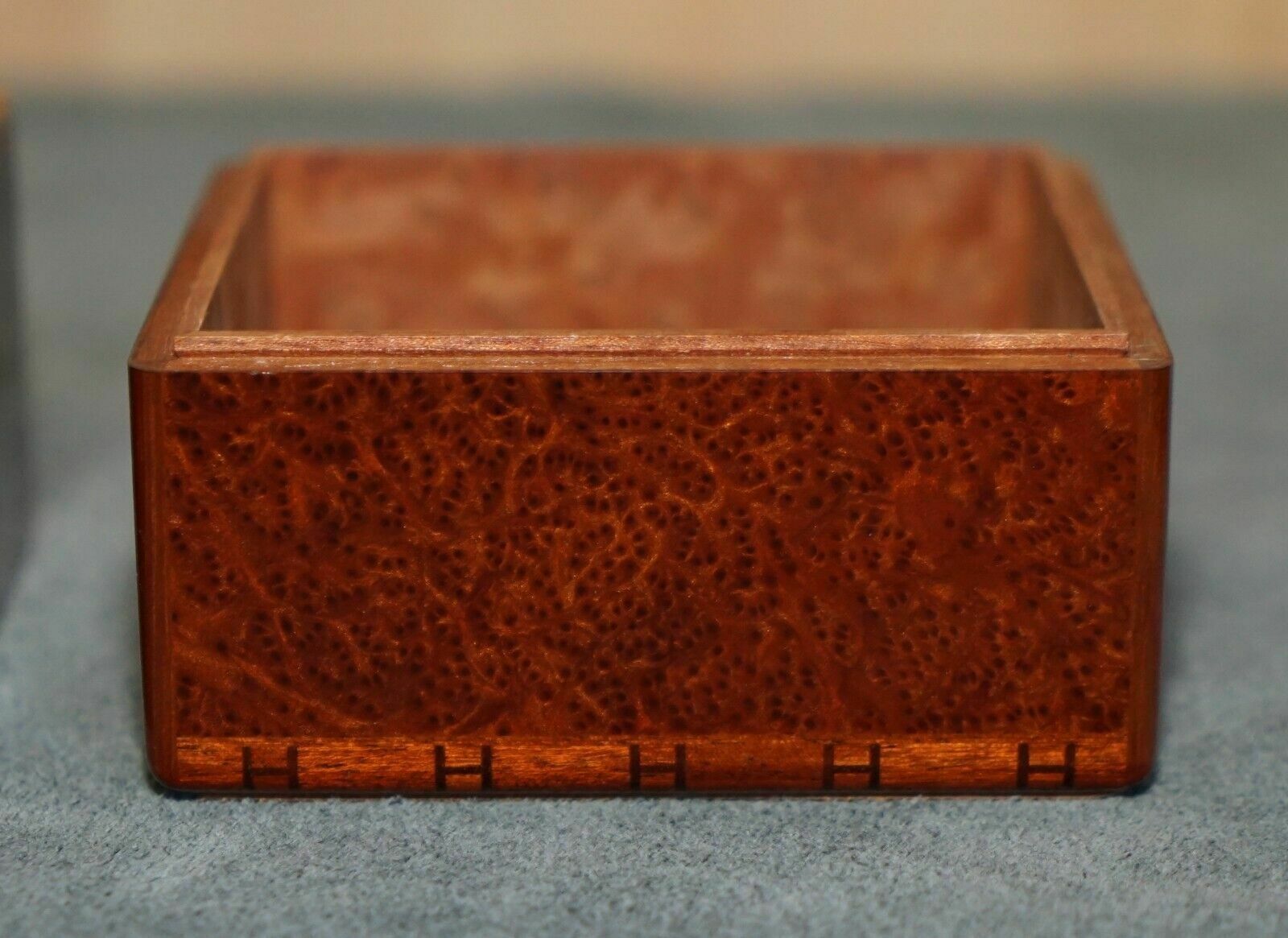 Hermes Paris Burr & Burl Walnut & Amboyna Desk Stationery Set Pad Holder Pen Pot photo vinterior