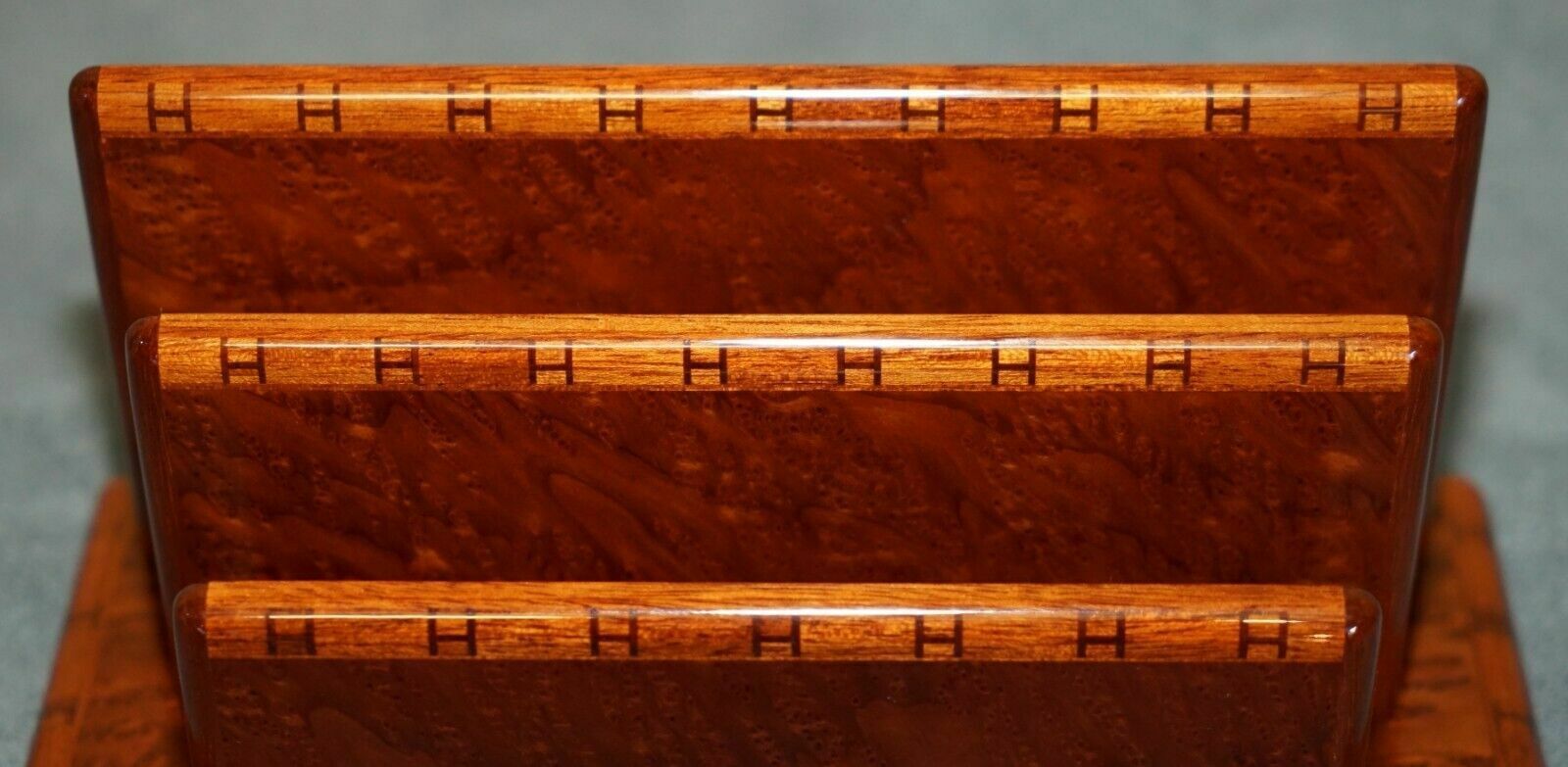 Home Decor Hermes Paris Burr & Burl Walnut & Amboyna Desk Stationery Set Pad Holder Pen Pot photo