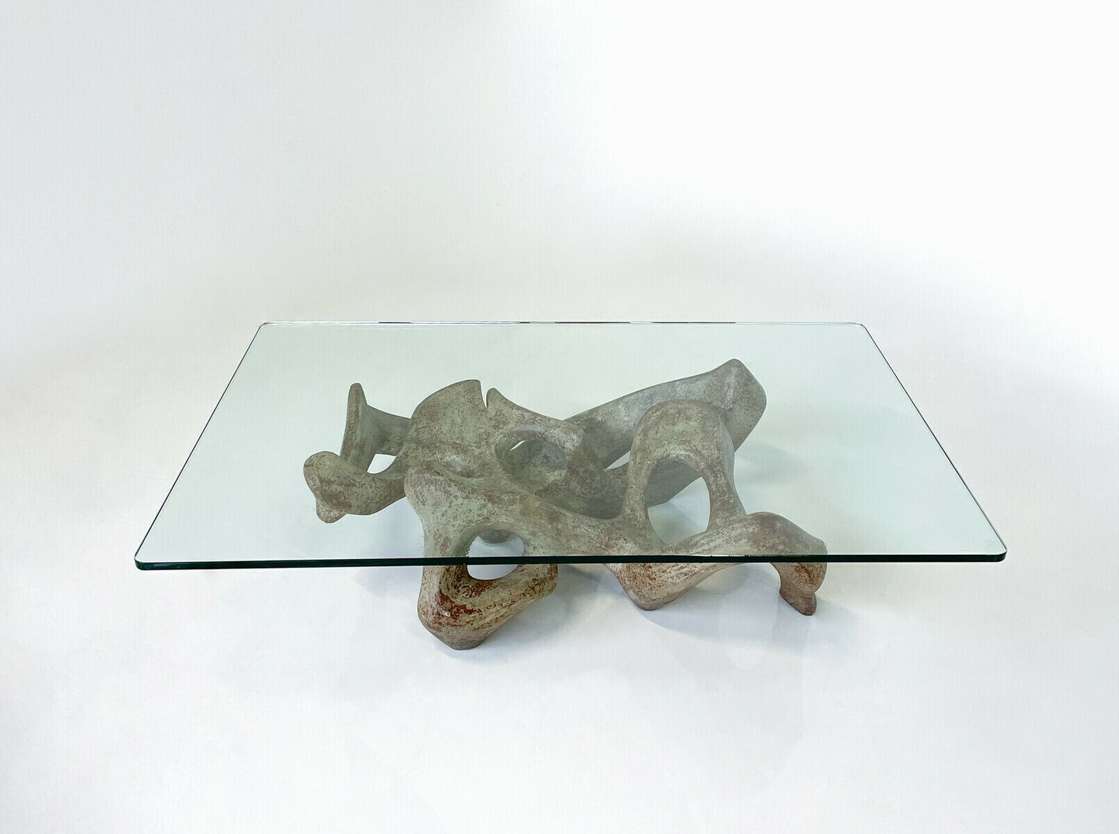 Mid Century Modern Coffee Table Attributed To Claudio Trevi, Glass And Concrete, 1970s