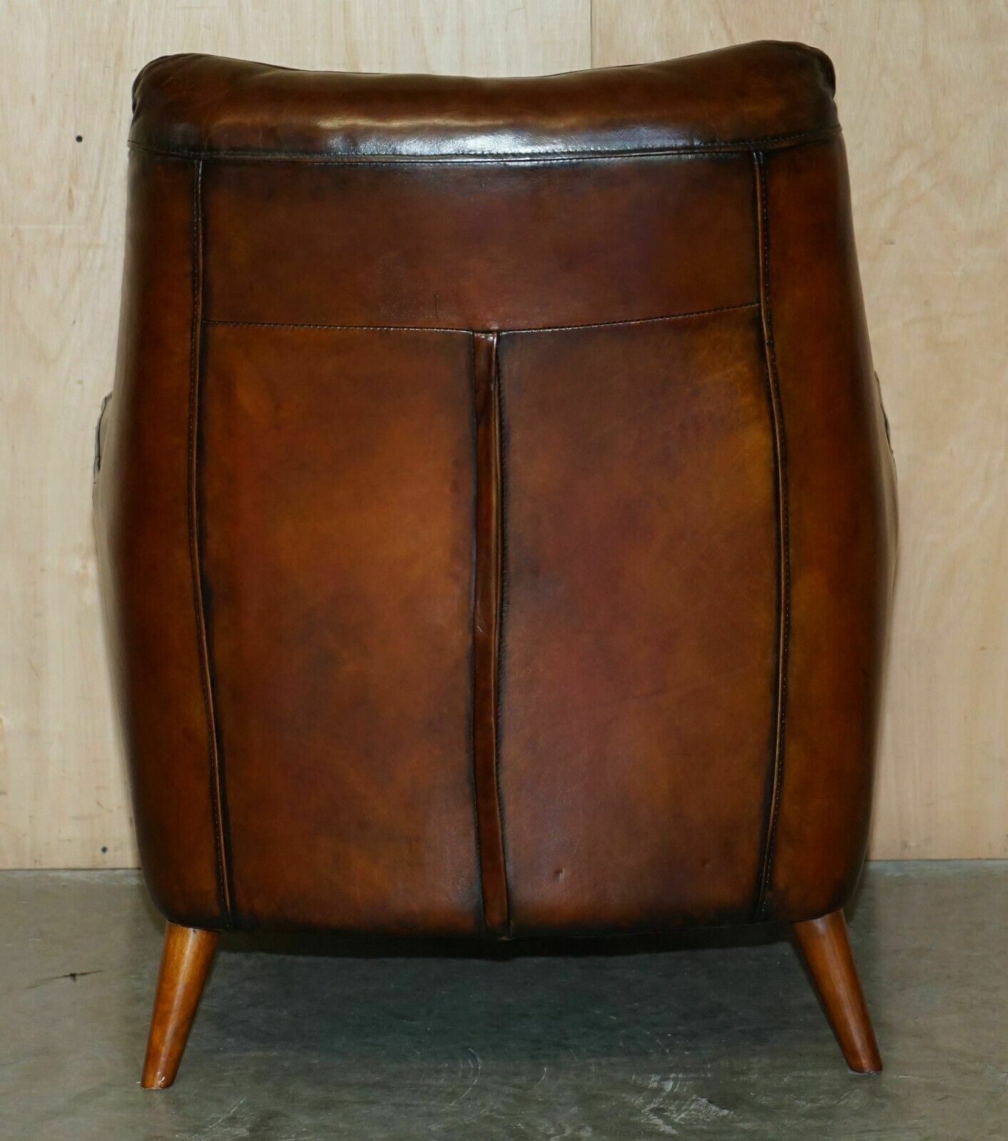 2950.0 Pair Of Fully Restored Hand Dyed Chesterfield Whisky Brown Leather Armchairs photo