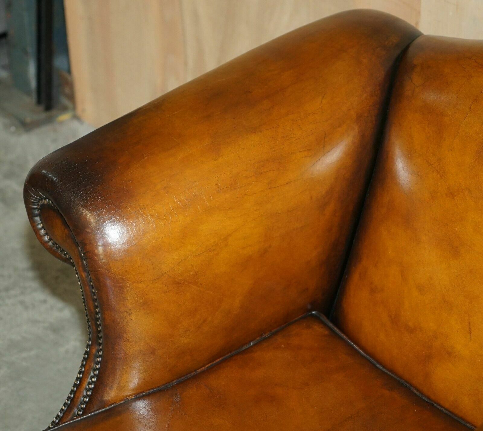Fine Antique Regency Humpback Style Restored Brown Leather Sofa Armchair Suite photo buy