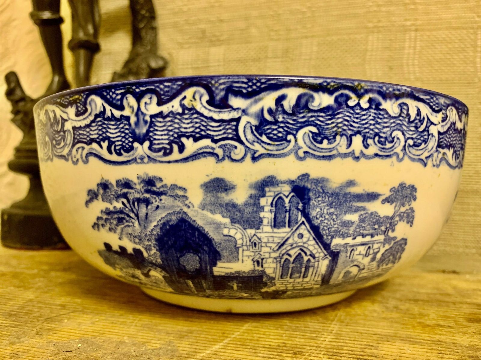 Antique George Jones Delftware Blue And White Bowl Abbey Ware England photo for sale
