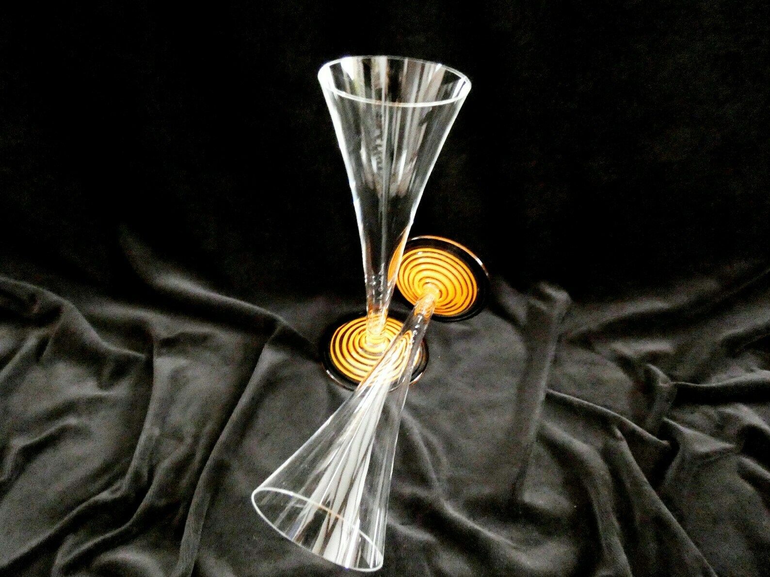 2 Veuve Clicquot Ponsardin Champagne Coupes Murano Carlo Moretti, Rare Vcp Crystal Champagne Flutes Moretti, France photo Home Decor