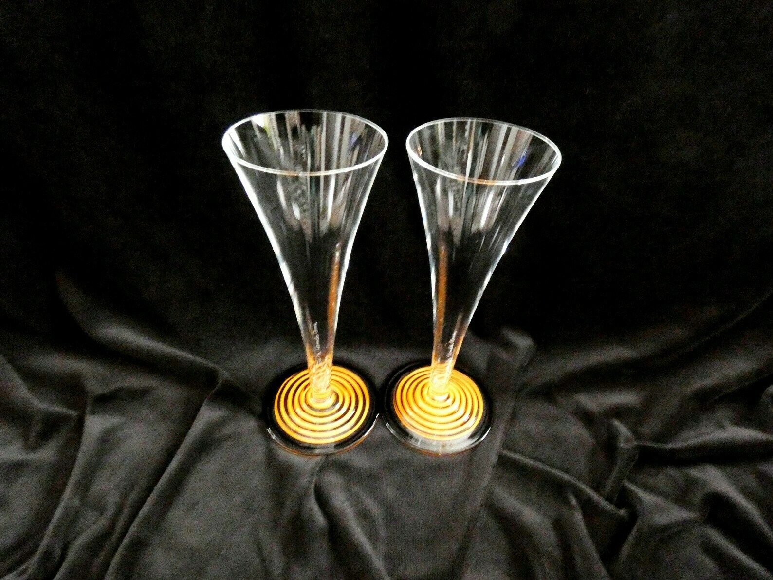 2 Veuve Clicquot Ponsardin Champagnecoupes Murano Carlo Moretti, Zeldzame Vcp Kristallen Champagneflutes Moretti, Frankrijk photo buy