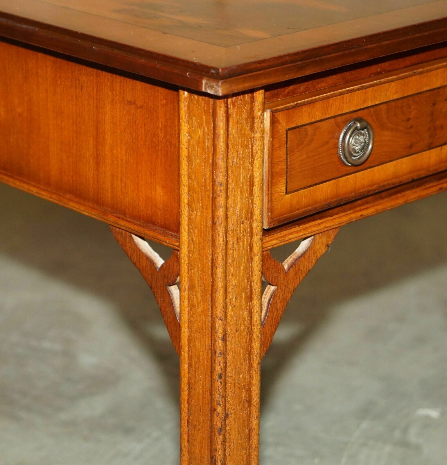 Lovely Pair Of Burr Yew Wood Side End Lamp Wine Tables With Large Single Drawers photo buy