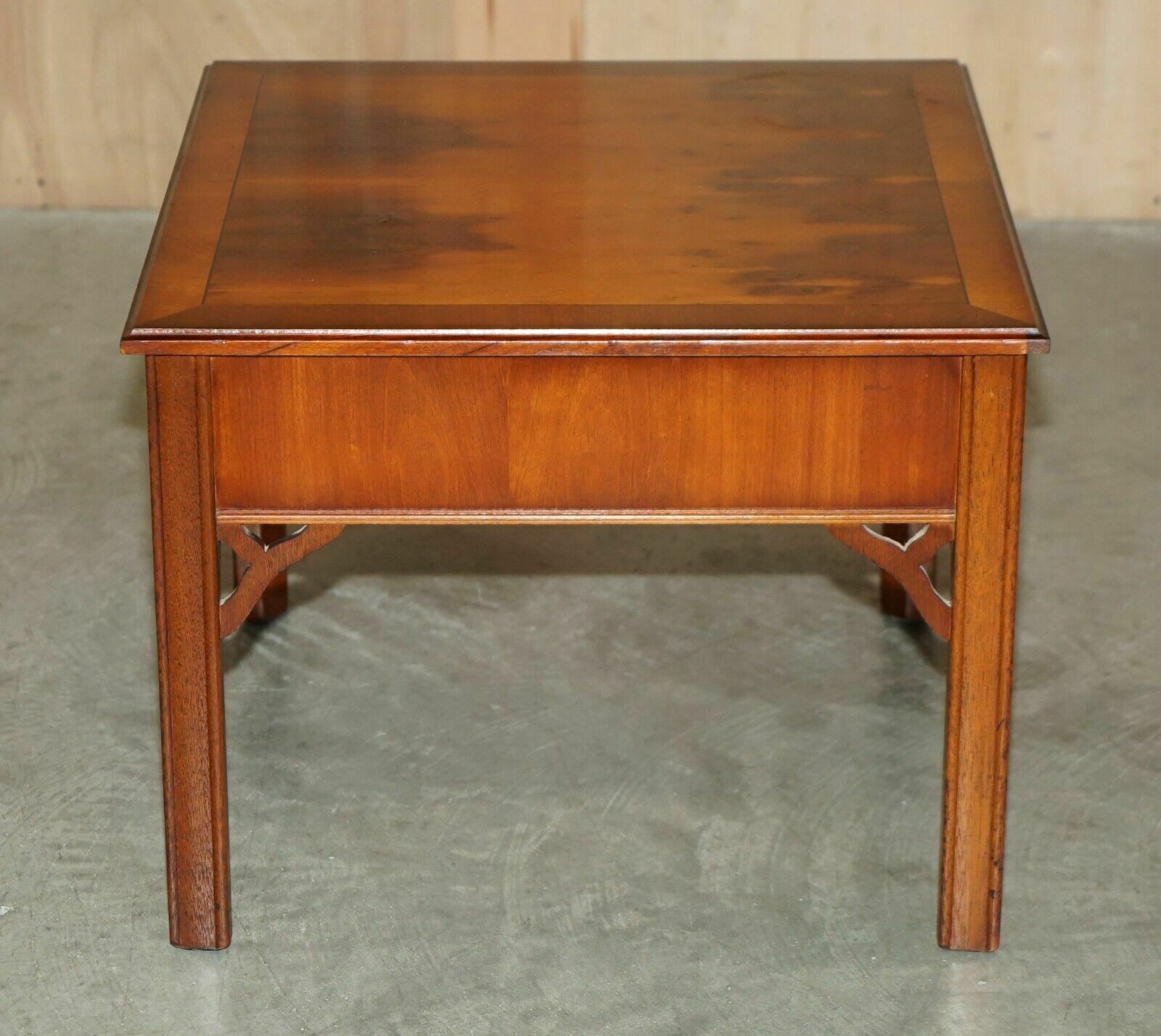 1350.0 Lovely Pair Of Burr Yew Wood Side End Lamp Wine Tables With Large Single Drawers photo