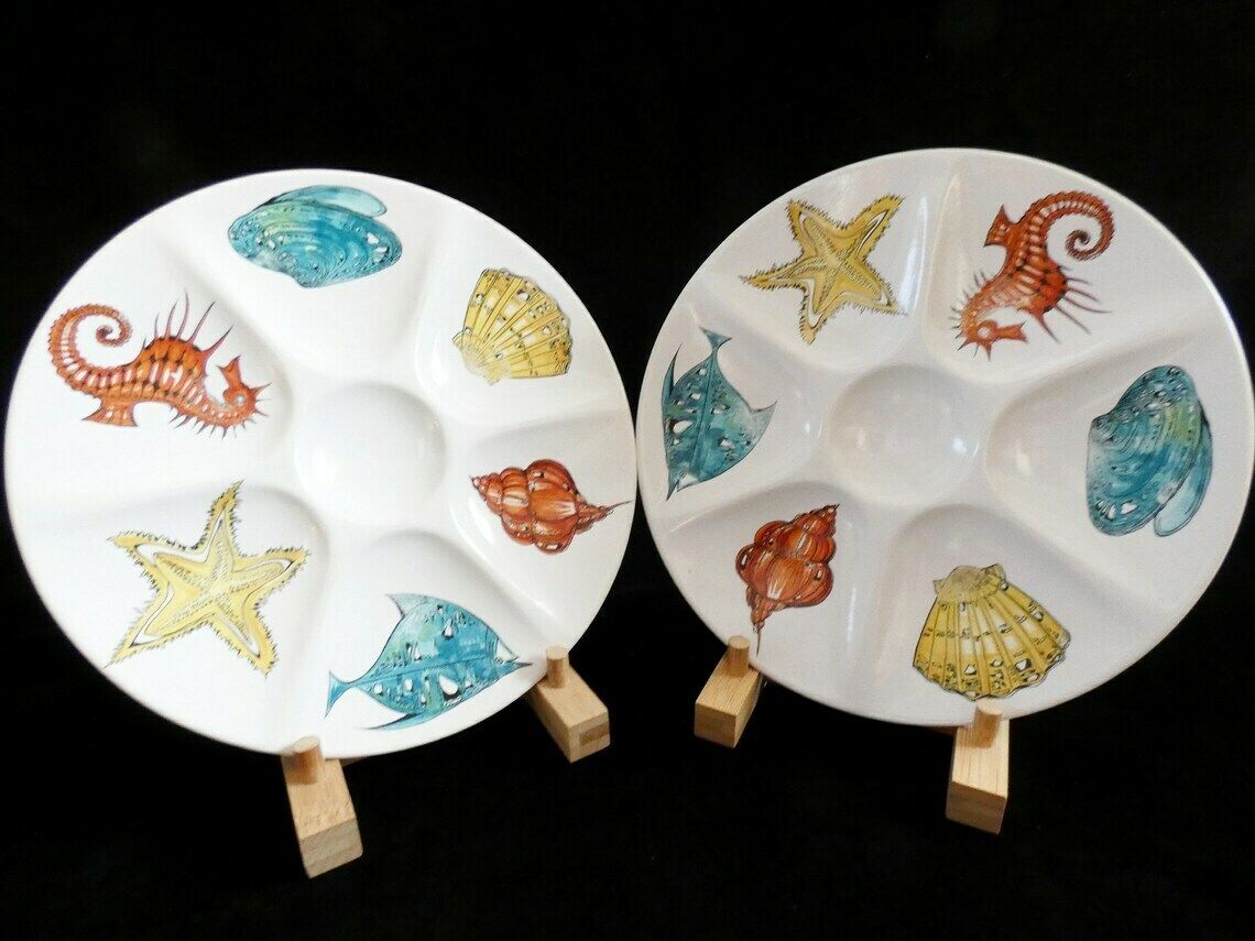photo furniture 2 Vintage Villeroy And Boch Oyster Plate, Majolica Seafood Plate, Rare Oyster Serving Dish, V&B Luxemburg Oyster Platter,