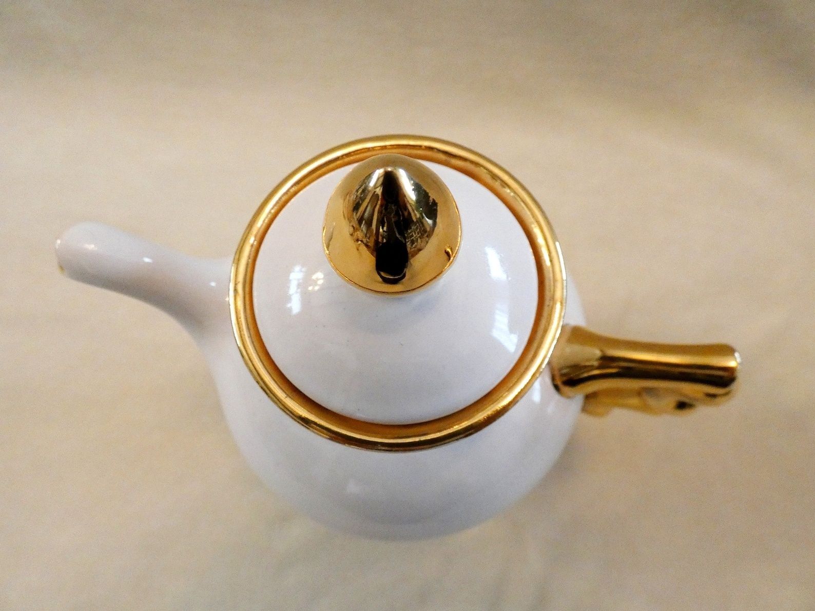 Antique Italian Coffee Pot, Vintage White And 22k Gold Coffee Jug, Rare Espresso Pot, Italy 30s photo buy