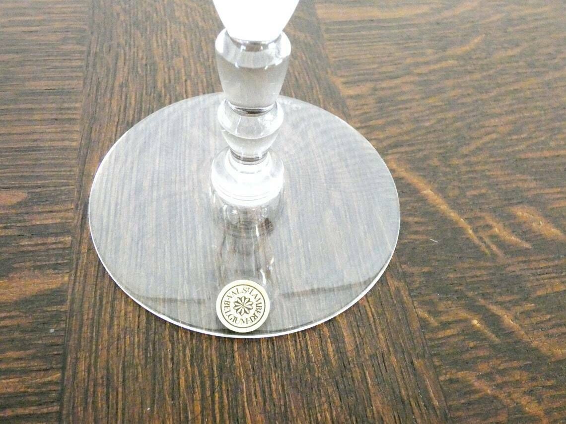 Val St Lambert Crystal, Belgian Crystal Wine Glass, Crystal Stemware, Val St Lambert Belgium, Vintage Crystal Glass photo for sale