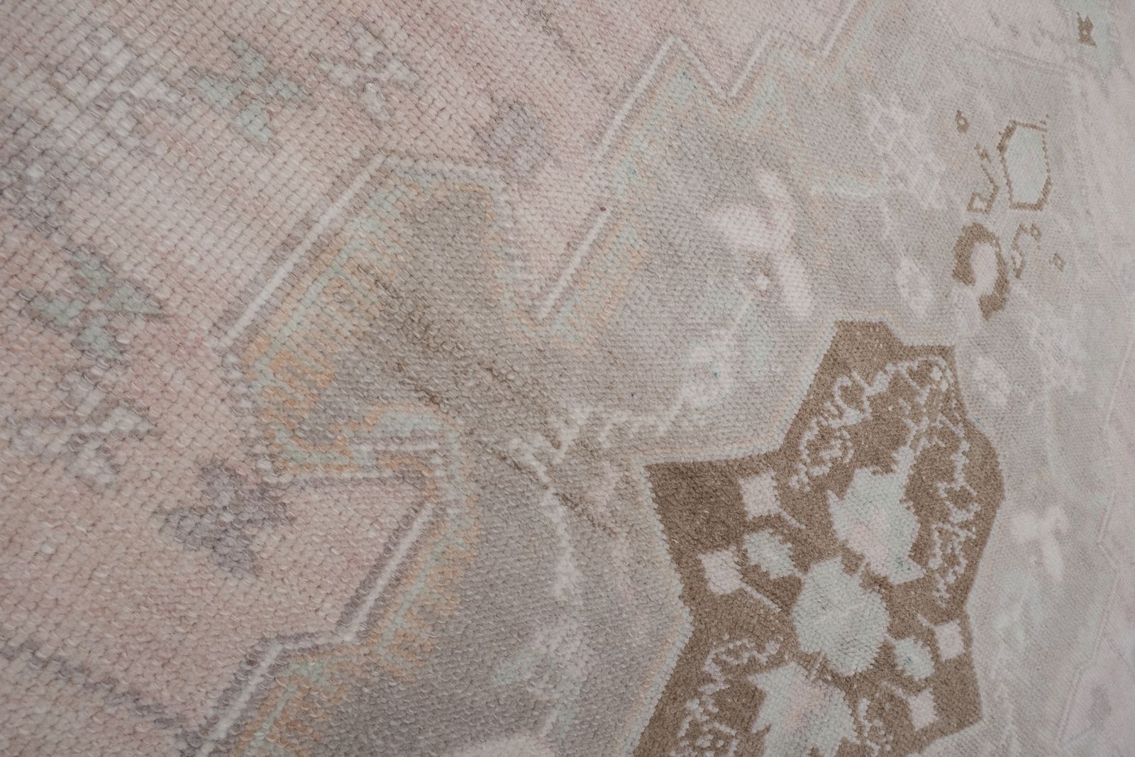 Geometric  Turkish Neutral Pale Color Oushak Rug 5'6'' X 8'7'' photo vintage