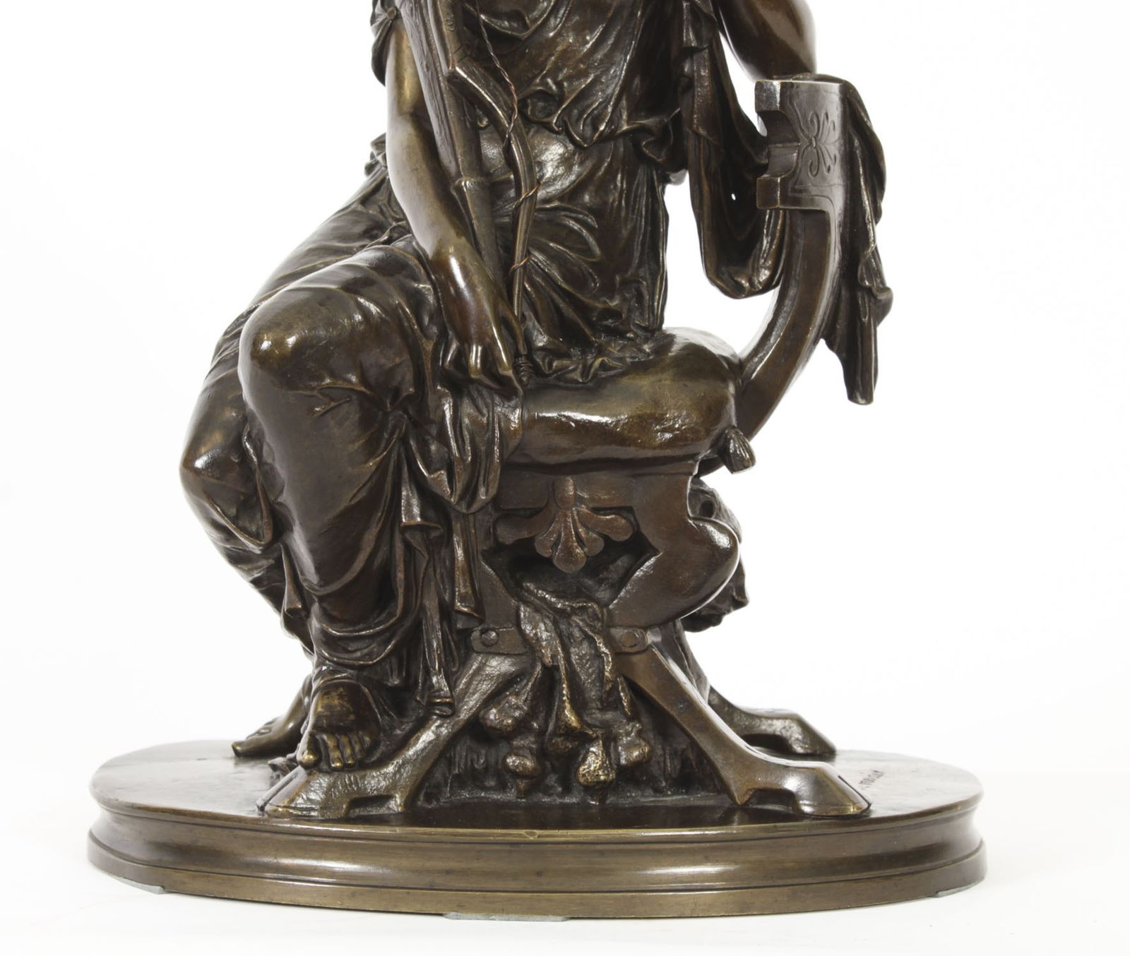 Antique Grand Tour Bronze Sculpture Of Goddess Diana  By Mercié 19th C photo for sale