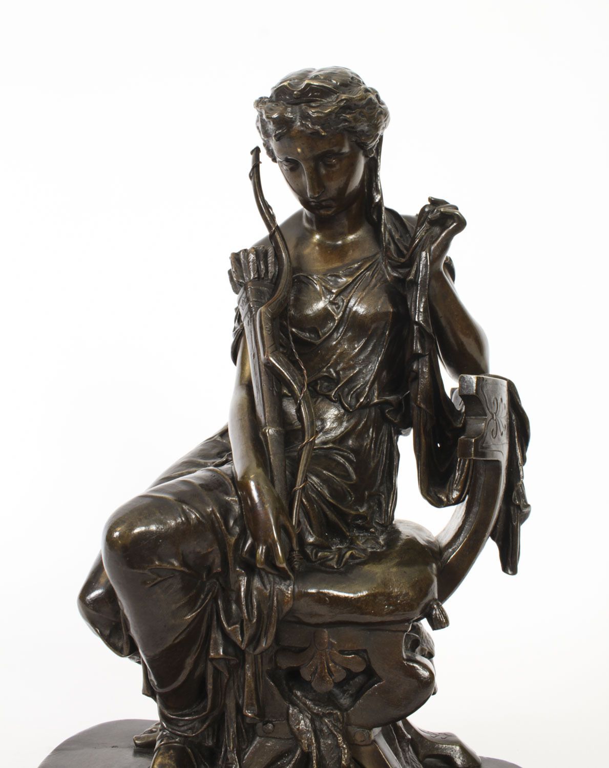 photo furniture Antique Grand Tour Bronze Sculpture Of Goddess Diana  By Mercié 19th C