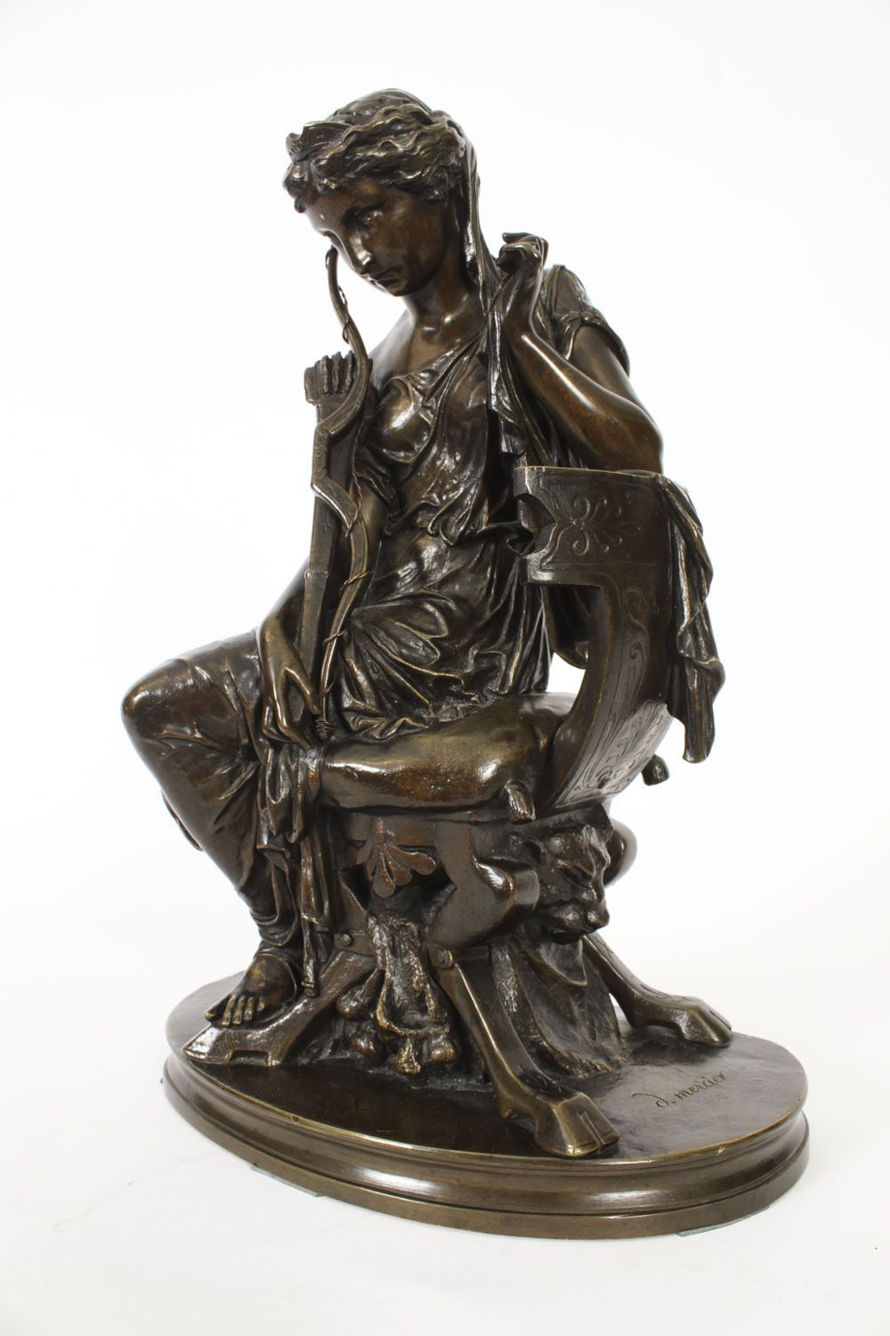 photo for sale Antique Grand Tour Bronze Sculpture Of Goddess Diana  By Mercié 19th C