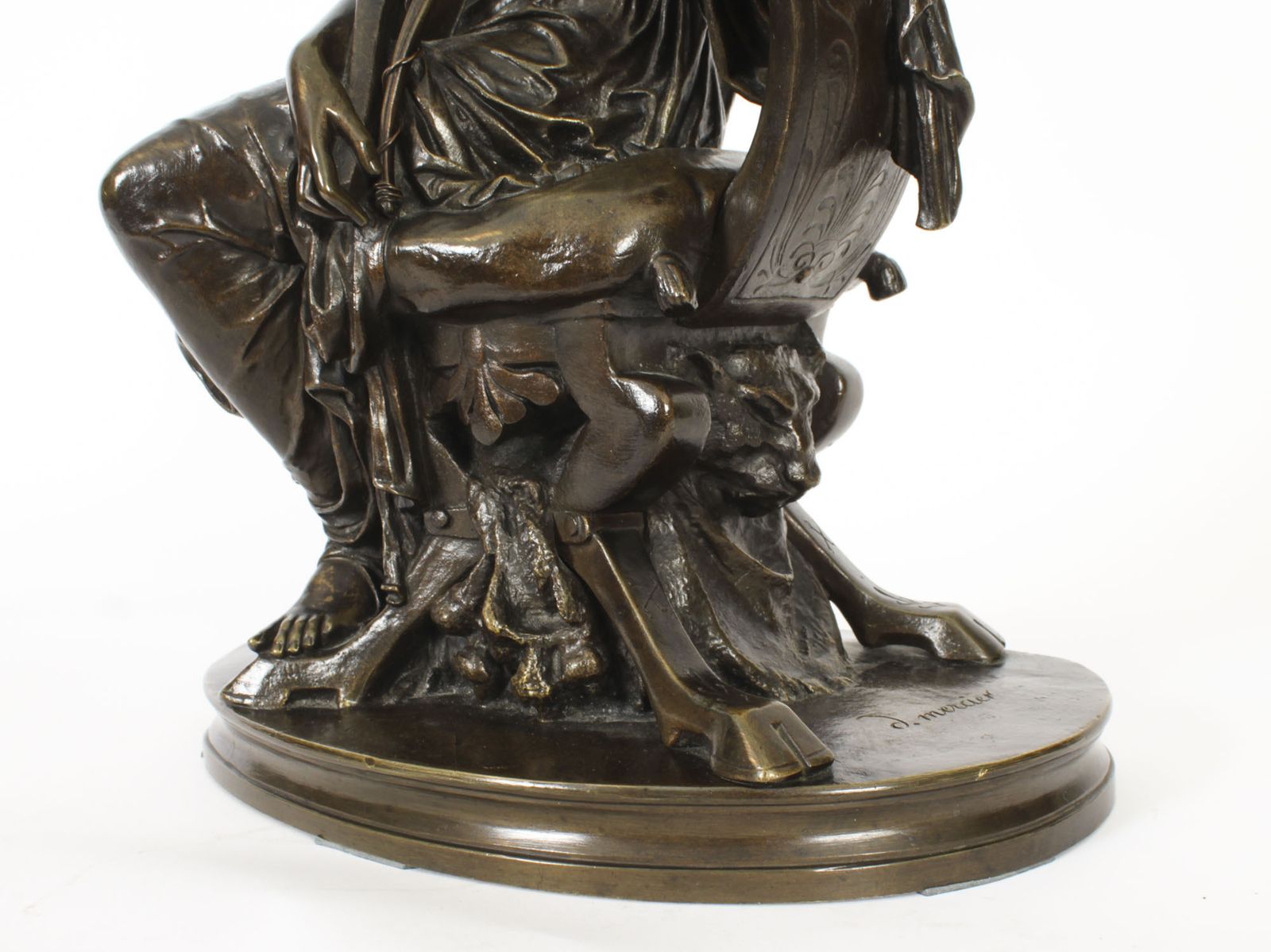 photo vinterior Antique Grand Tour Bronze Sculpture Of Goddess Diana  By Mercié 19th C