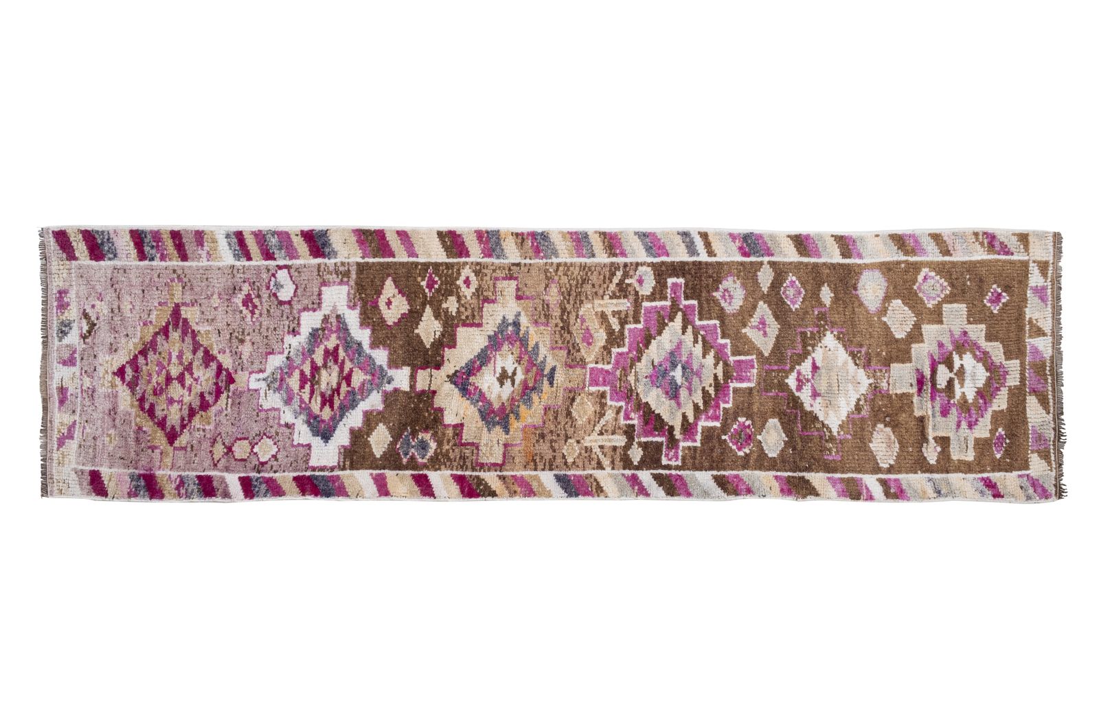 Mid 20th Century Faded Vintage Herki Runner 2'8" X 9'5" photo 550.0