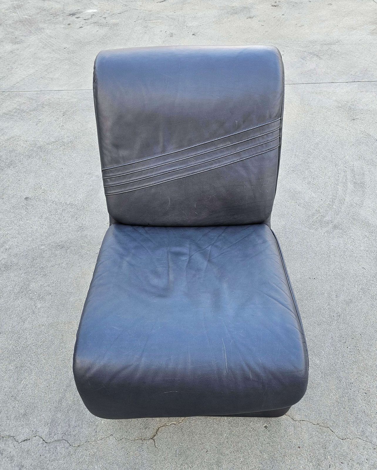 Pair Of Postmodern Minimalist Leather Lounge Chairs In Style Of Etienne Fermigier By Swiss Seats // Made In Switzerland In 1970s photo Furniture