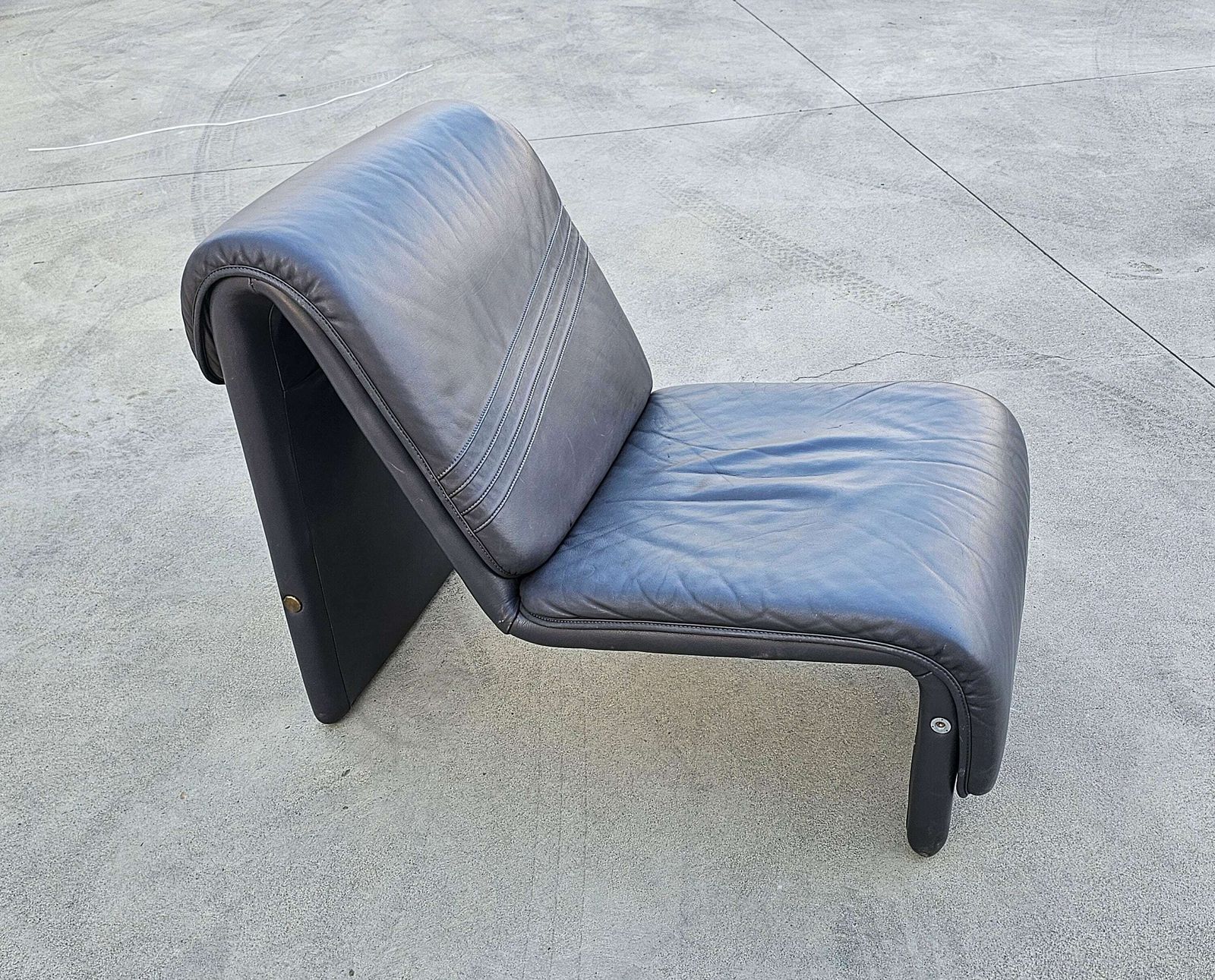 Pair Of Postmodern Minimalist Leather Lounge Chairs In Style Of Etienne Fermigier By Swiss Seats // Made In Switzerland In 1970s photo 8800.0