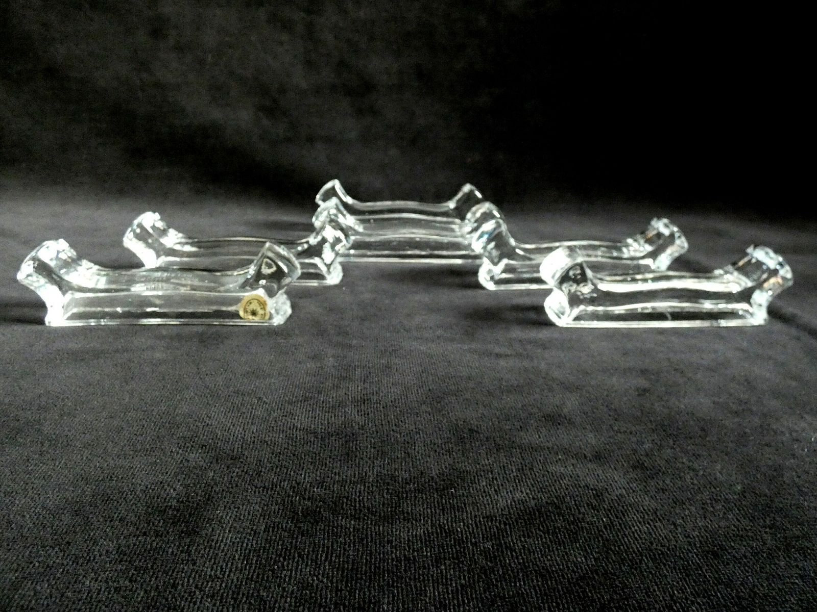 6 Vintage Val St Lambert Crystal Knife Rests, Belgium Knife Holders Vsl Val Saint Lambert, Vintage Crystal Glass Cutlery Rests, Belgium 40s photo furniture
