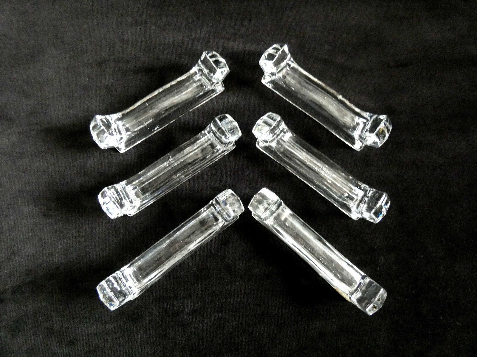6 Vintage Val St Lambert Crystal Knife Rests, Belgium Knife Holders Vsl Val Saint Lambert, Vintage Crystal Glass Cutlery Rests, Belgium 40s photo vinterior