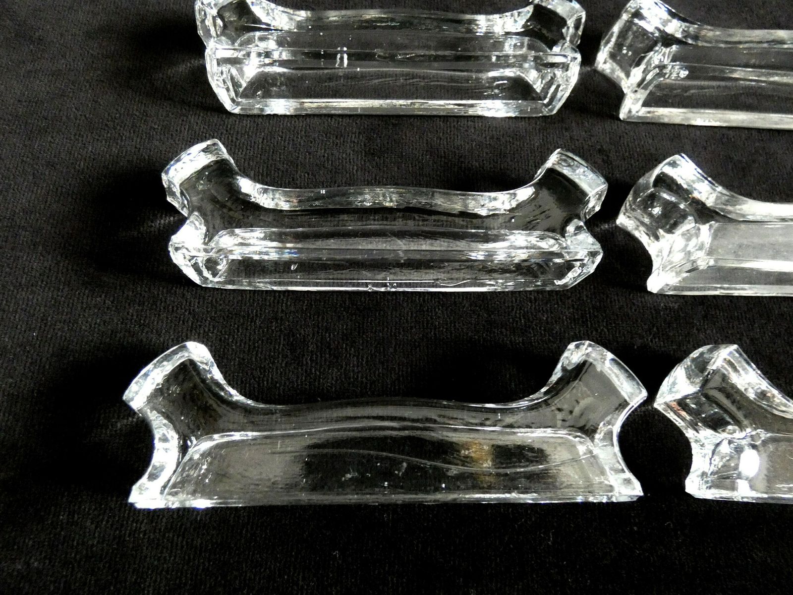 6 Vintage Val St Lambert Crystal Knife Rests, Belgium Knife Holders Vsl Val Saint Lambert, Vintage Crystal Glass Cutlery Rests, Belgium 40s photo vintage