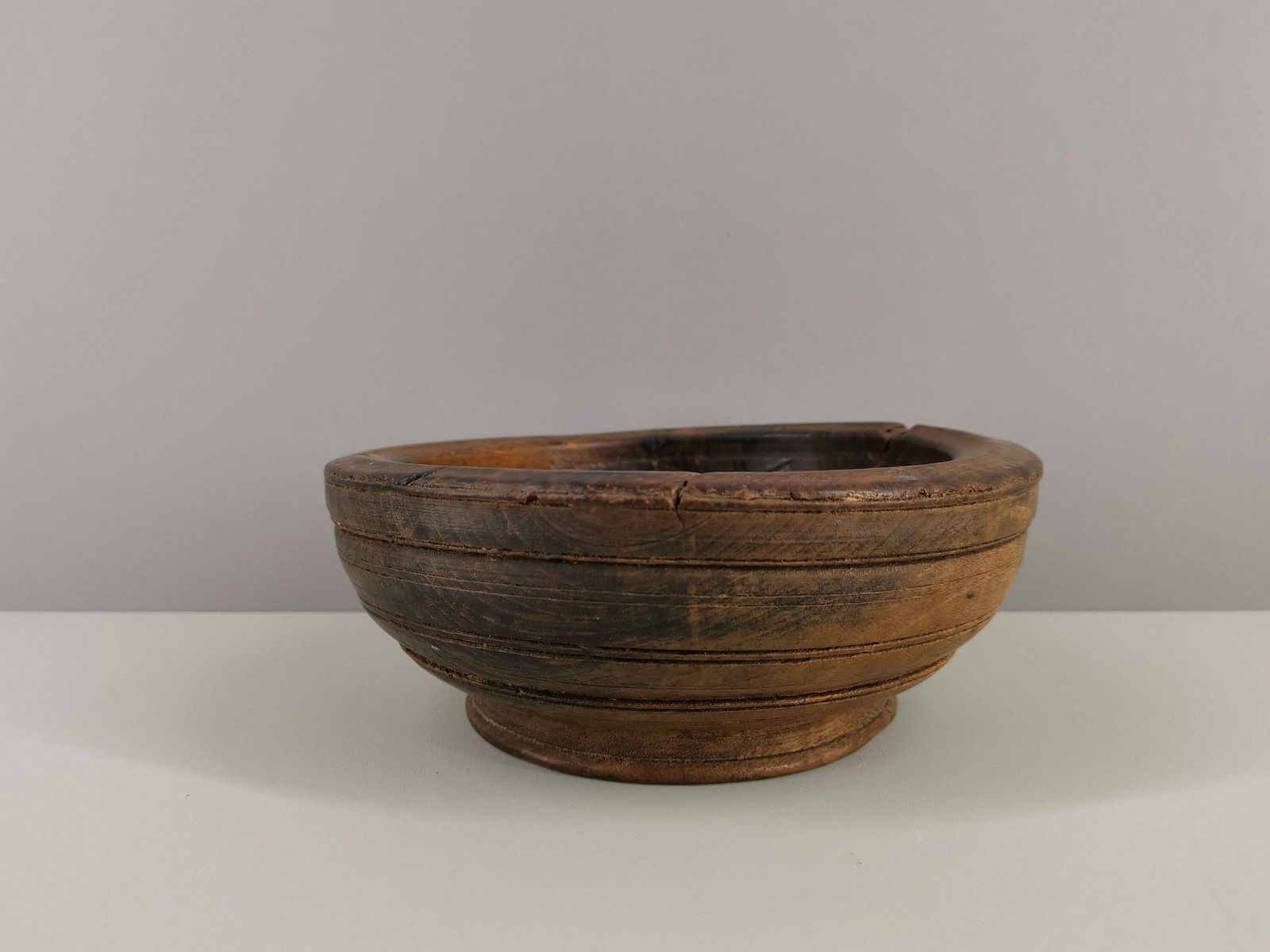 French 19th Century Oak Farm Bowl / Popular Art / Mountain / Vintage / 18th / Antique / France / Wabi Sabi photo Home Decor
