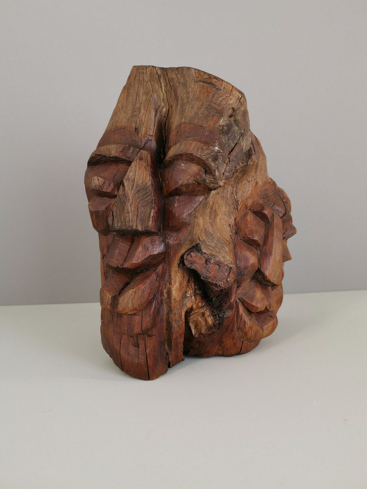 Sculptuur Van 2 Gezichten In Hout, Raw Art / Brutalist / Modernist / Art / Jaren 1950 / Mid Century / 1950 / Frankrijk / Twintigste Eeuw photo buy