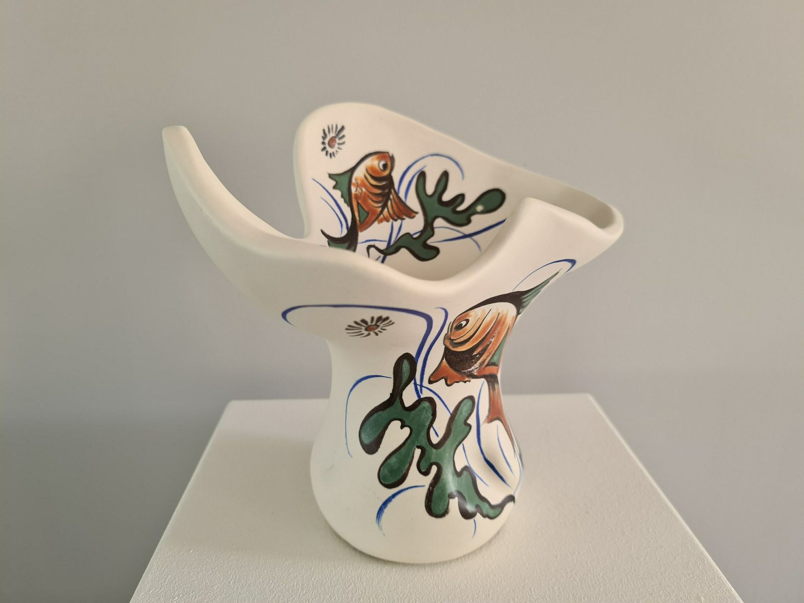 photo for sale Vase Corolle Signed Pol Chambost Style, Marine Decoration 1950 / French Ceramics / Artisanal Work / France / Xxth Century