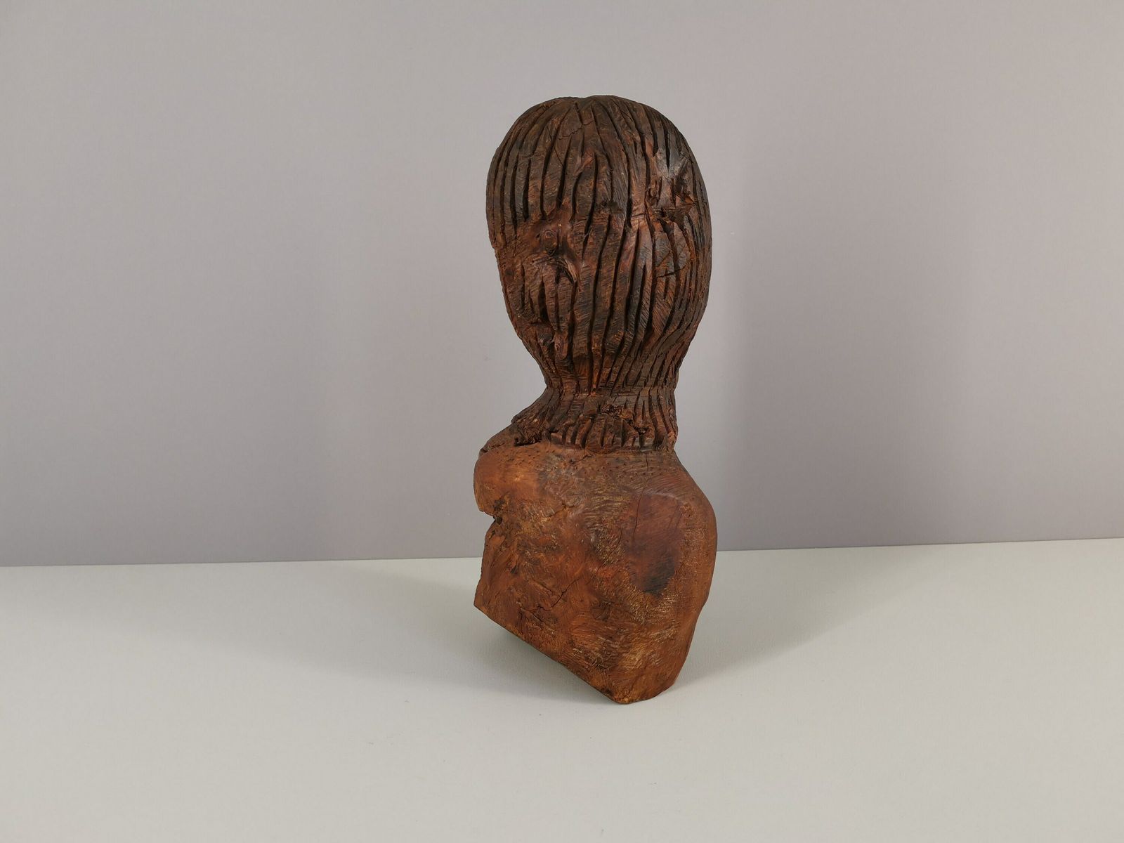 Sculpture Bust On Wood / Raw Art / Brutalist / Art / 50s / Mid Century / 1950 / France / Twentieth Century photo furniture