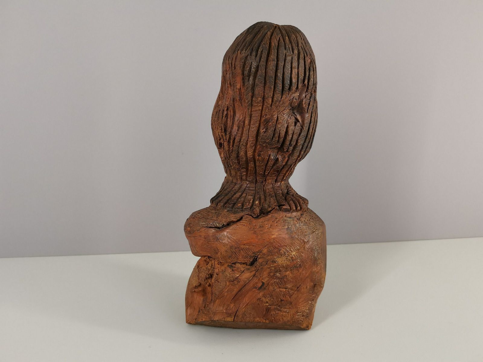 Sculpture Bust On Wood / Raw Art / Brutalist / Art / 50s / Mid Century / 1950 / France / Twentieth Century photo for sale