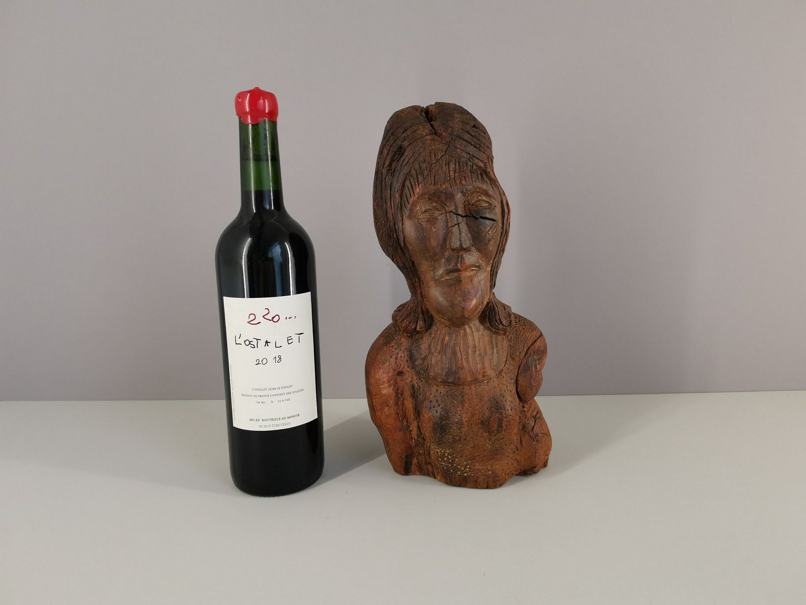 photo for sale Sculpture Bust On Wood / Raw Art / Brutalist / Art / 50s / Mid Century / 1950 / France / Twentieth Century