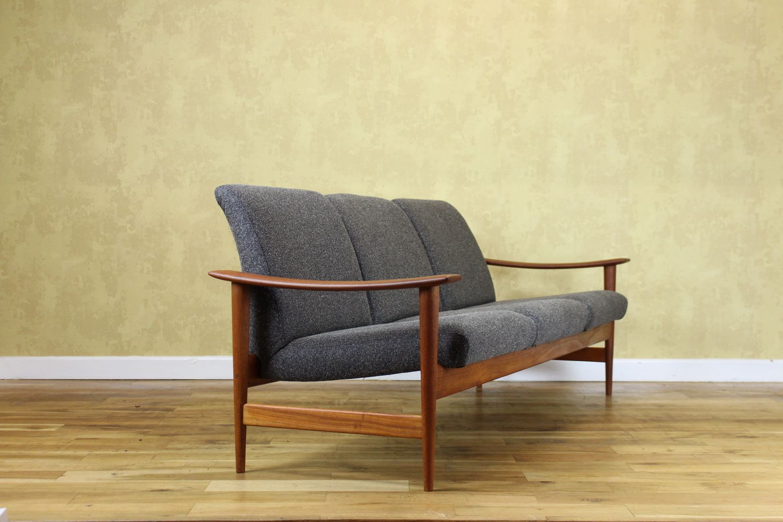Stylish 1960’s Scandinavian Teak Sofa Manner Of Frederik Kayser For Re Upholstery photo vinterior