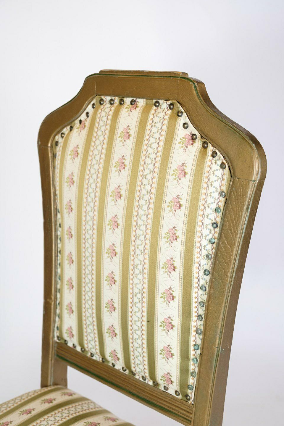 Four Rococo Chairs In Gilt Wood & Striped Fabric   1930 photo Furniture