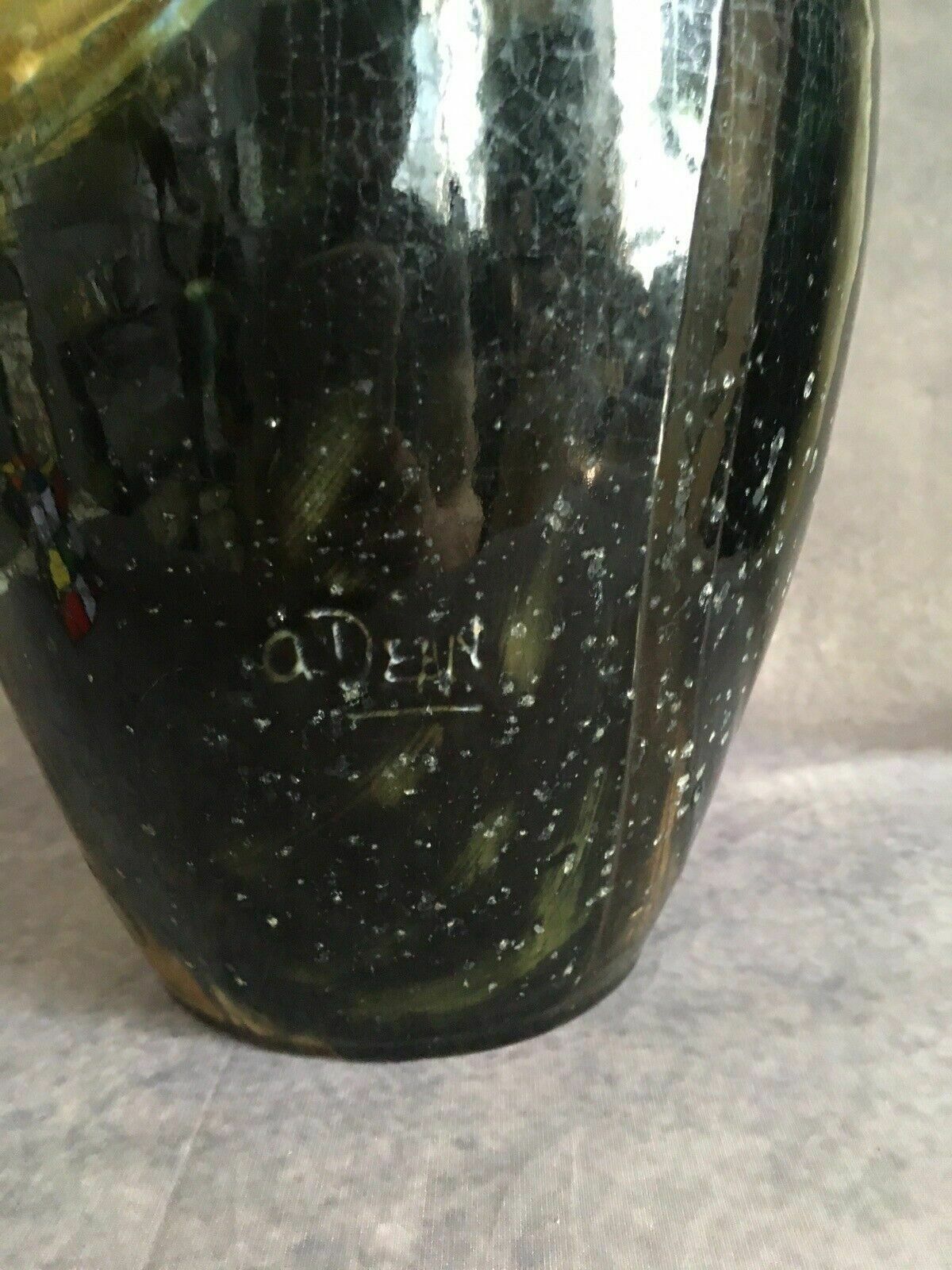 Dean Family Art Nouveau 1920s Tubelined Vase Peacock Signed A Dean photo 95.0
