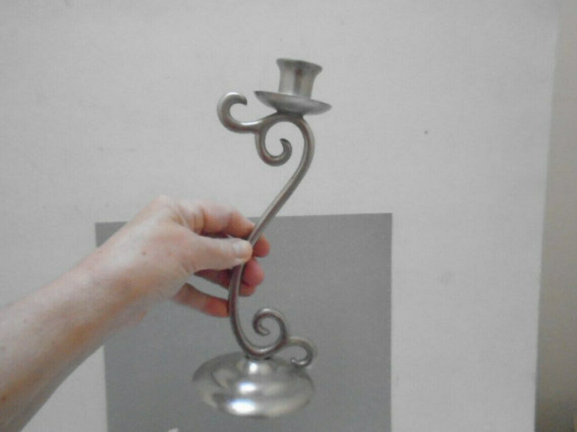 photo for sale Vintage French Silver Metal Candle Holder, Embellished Candlestick