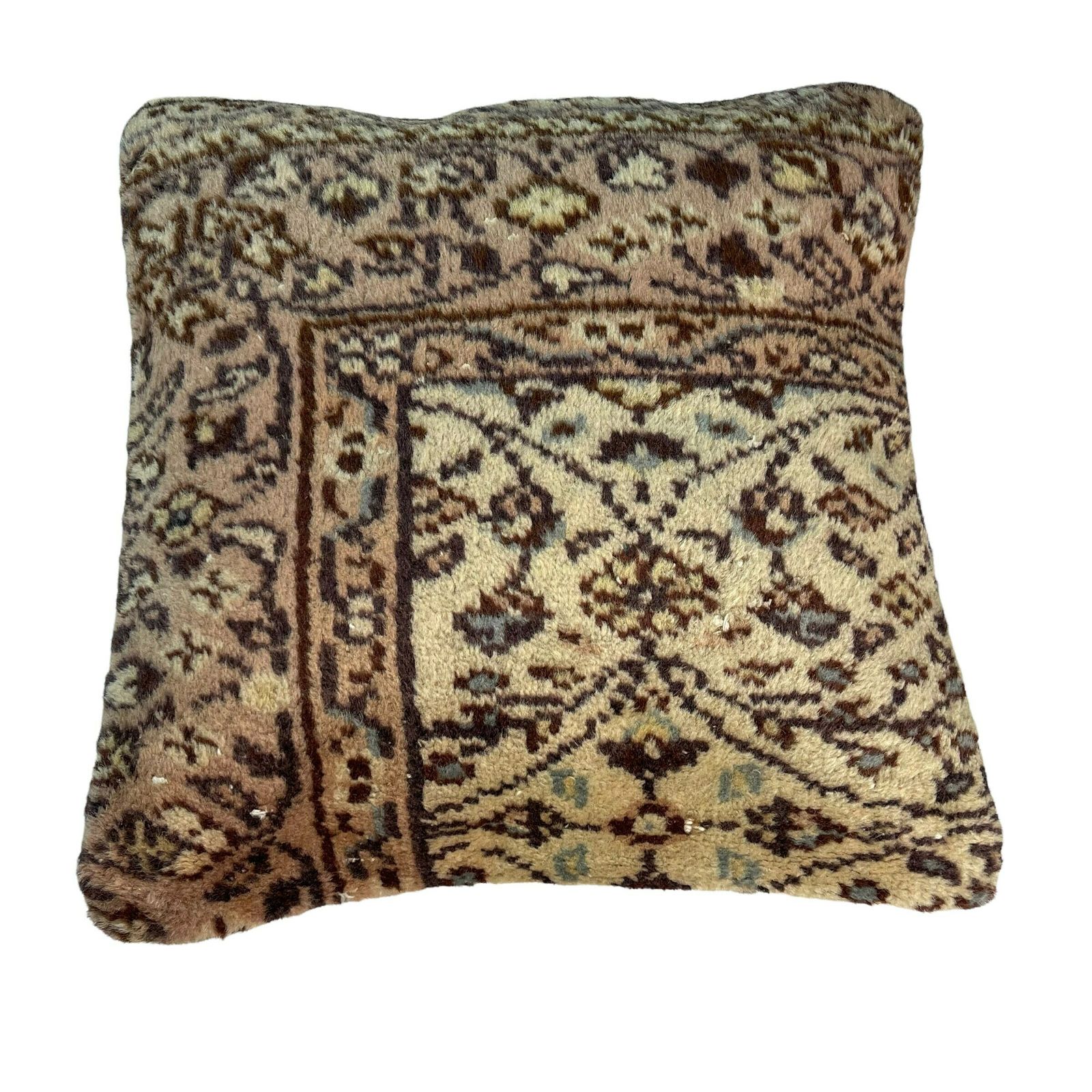 18'' X 18'' Vintage Hand Made Rug Cushion Cover, 45 X 45 Cm Decorative Rug Pillow Cover, Large Vintage Turkish Rug Cushion Cover photo 65.0