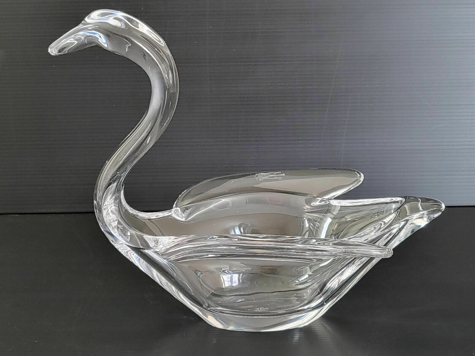 Vintage Tray 1960 Swan Crystal Glass Vannes Le Chat El 60s Retro 1960s photo for sale