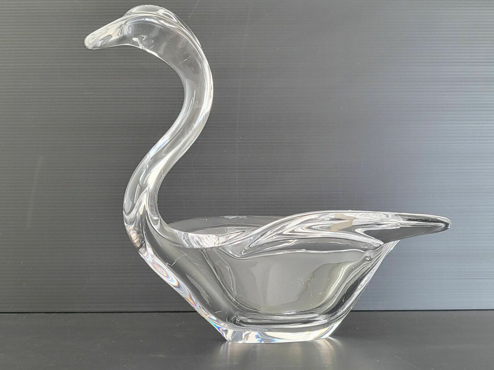 photo for sale Vintage Tray 1960 Swan Crystal Glass Vannes Le Chat El 60s Retro 1960s