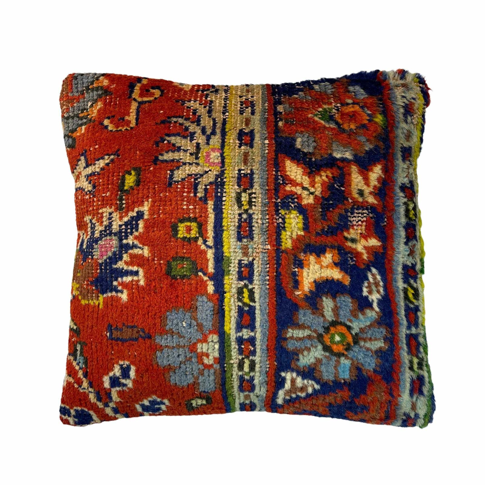 18'' X 18'' Vintage Hand Made Rug Cushion Cover, 45 X 45 Cm Decorative Rug Pillow Cover, Large Vintage Turkish Rug Cushion Cover