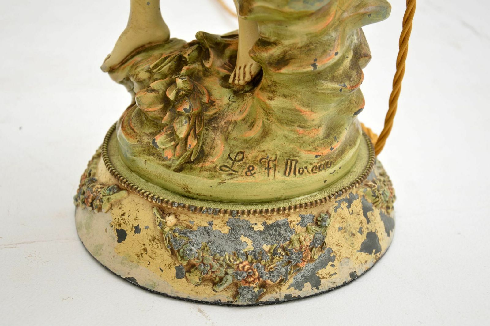 Large Antique Art Nouveau Table Lamp By L & F Moreau photo vinterior