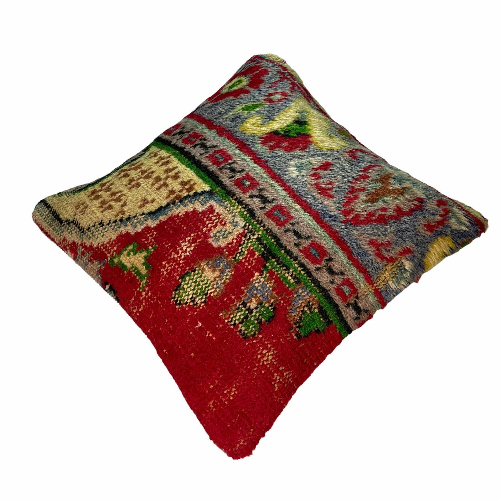 18'' X 18'' Vintage Hand Made Rug Cushion Cover, 45 X 45 Cm Decorative Rug Pillow Cover, Large Vintage Turkish Rug Cushion Cover photo furniture