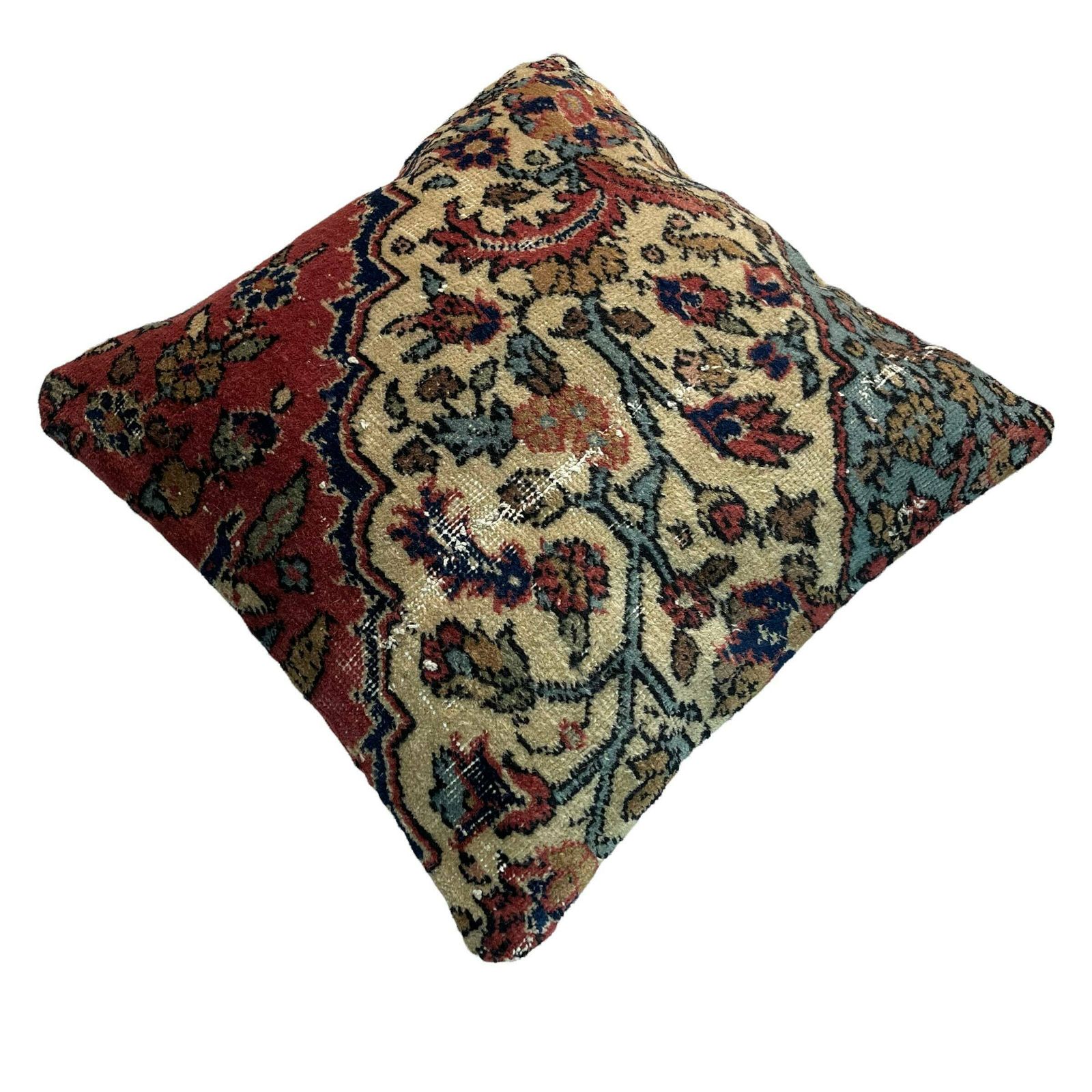 18'' X 18'' Vintage Hand Made Rug Cushion Cover, 45 X 45 Cm Decorative Rug Pillow Cover, Large Vintage Turkish Rug Cushion Cover photo furniture