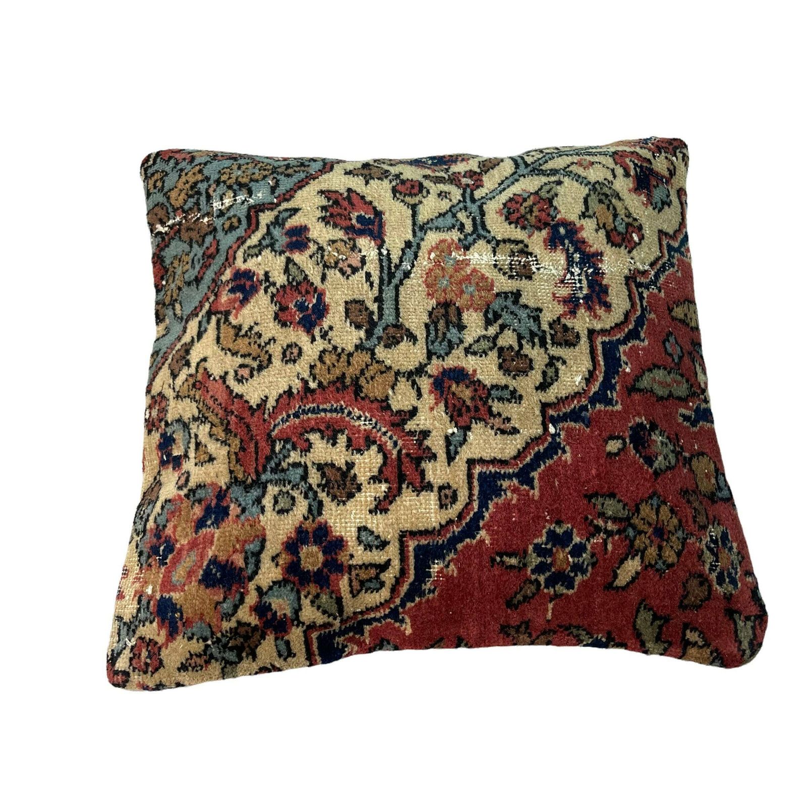 18'' X 18'' Vintage Hand Made Rug Cushion Cover, 45 X 45 Cm Decorative Rug Pillow Cover, Large Vintage Turkish Rug Cushion Cover photo Textiles