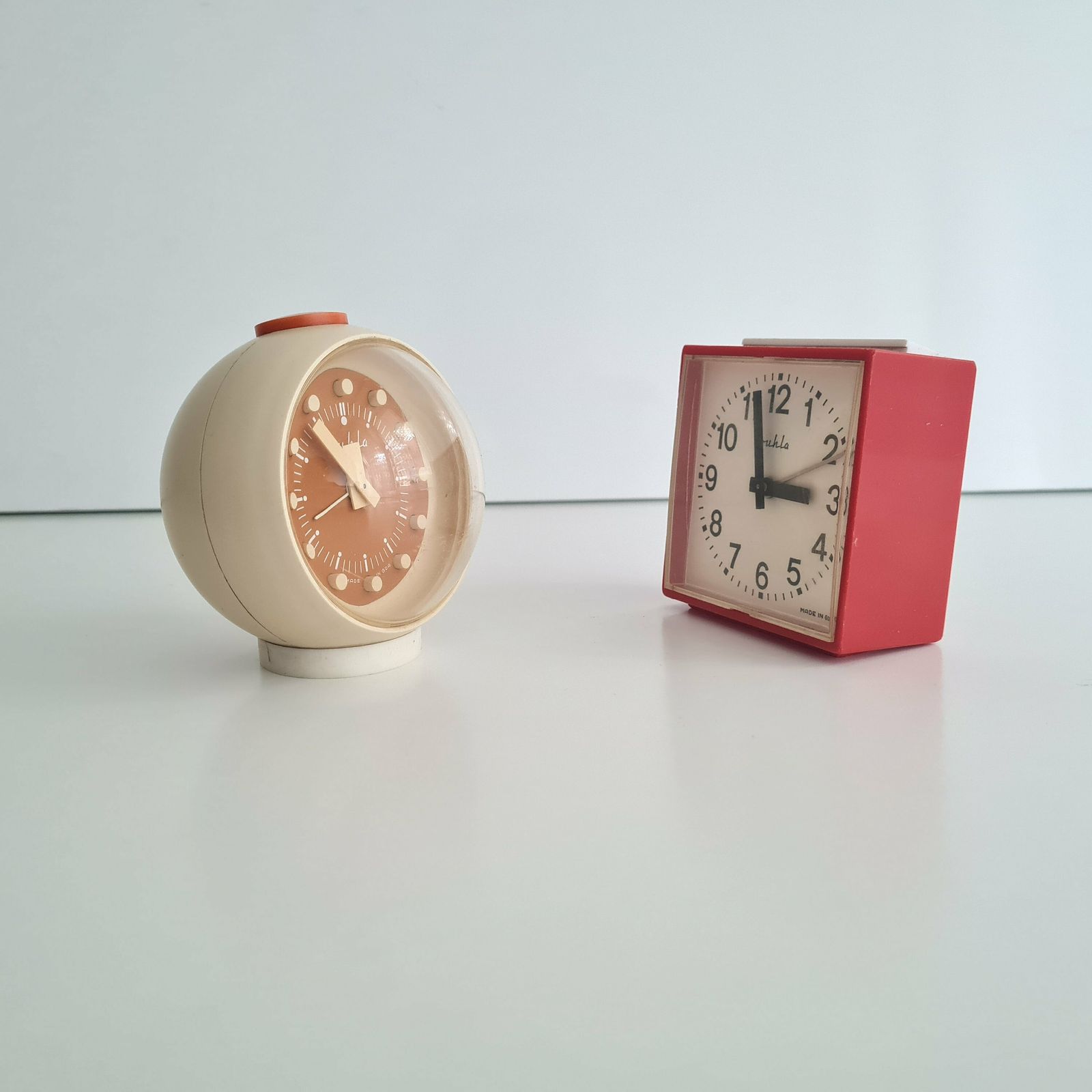 photo for sale Vintage Mid Century Modern Red Mechanical Alarm Clock Ruhla Gdr 70s