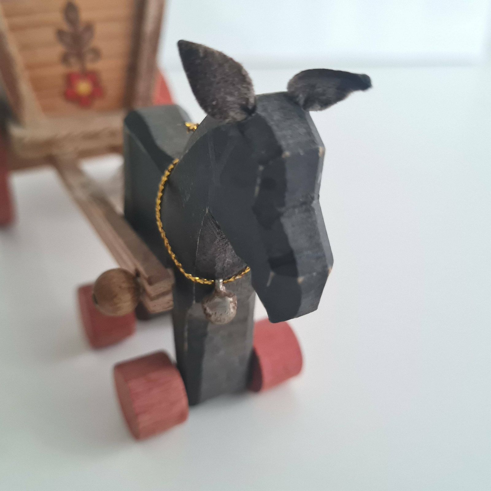 photo for sale Vintage Retro Erzgebirge Donkey With Cart Wooden Decoration Made In East Germany