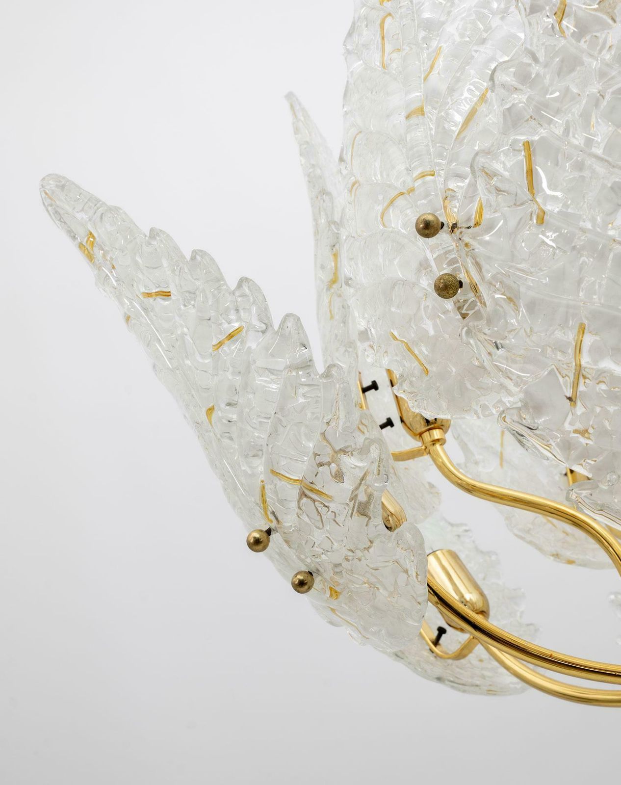 Mid Century Modern Italian Brass And Murano Glass Chandelier, 1970s photo 2119.0