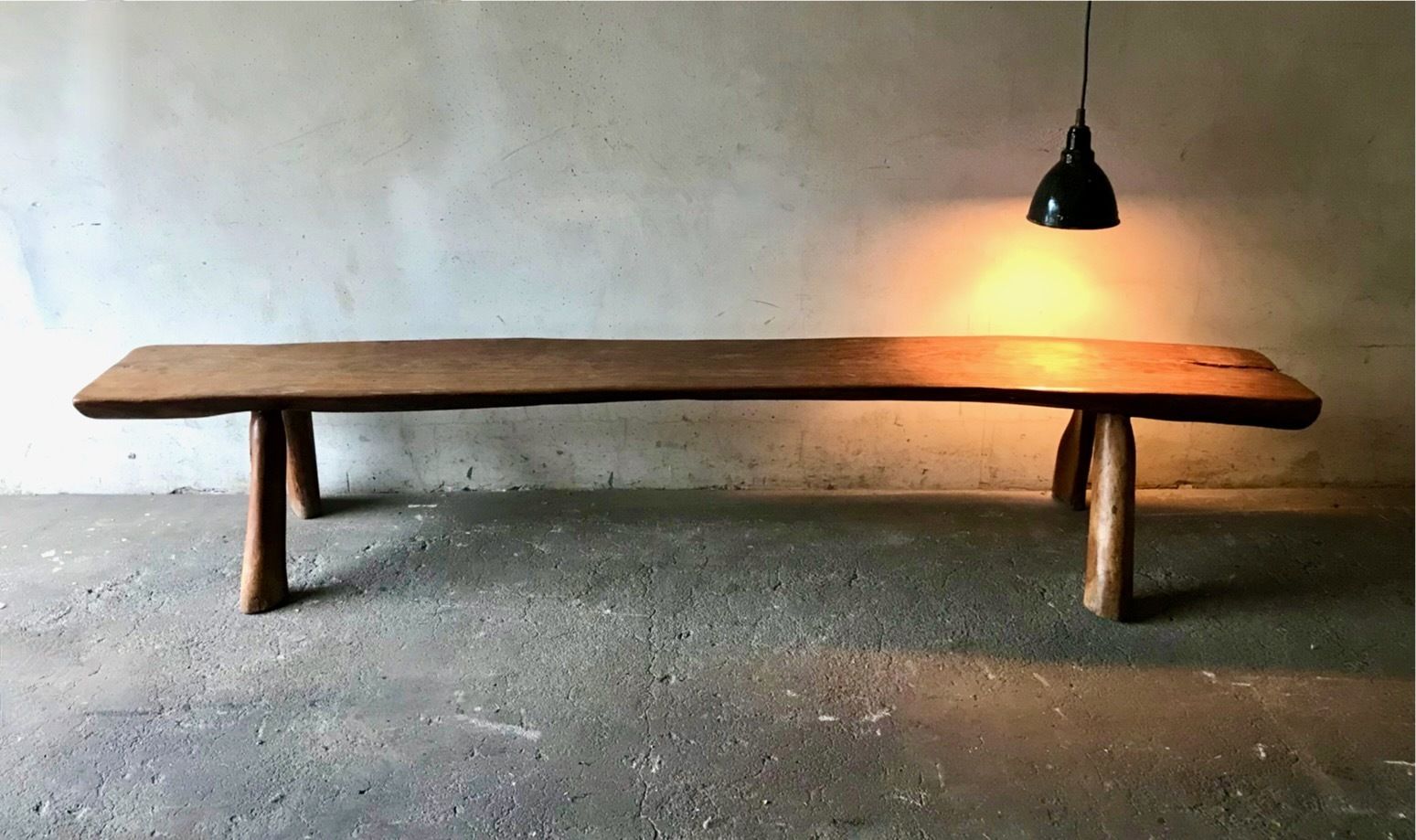 Solid Elmwood Bench By Olavi Hanninen For Mikko Nupponen, Stock Of Two photo for sale