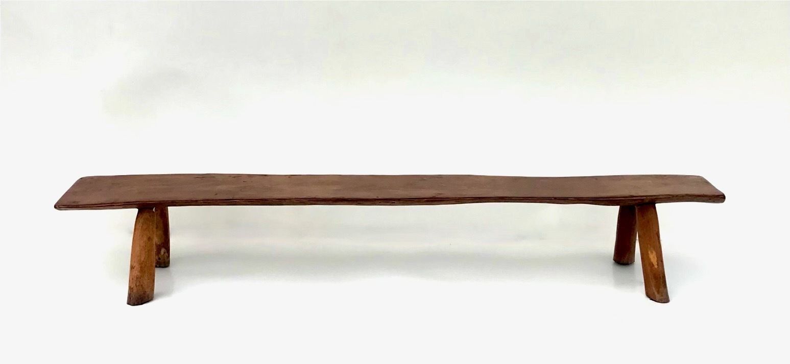 Solid Elmwood Bench By Olavi Hanninen For Mikko Nupponen, Stock Of Two photo buy