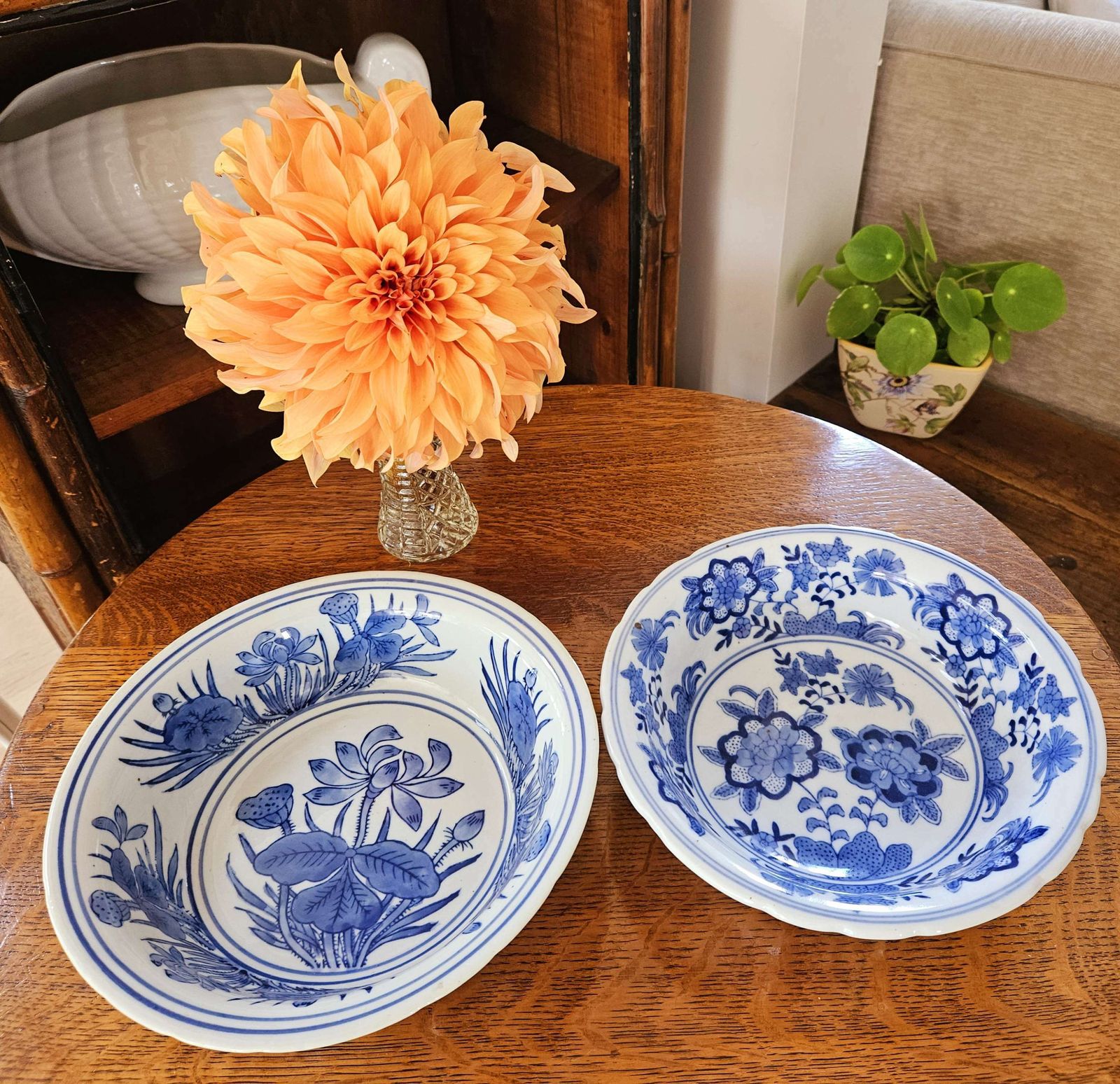 Pair Of Blue & White Chinese Serving Bowls photo buy