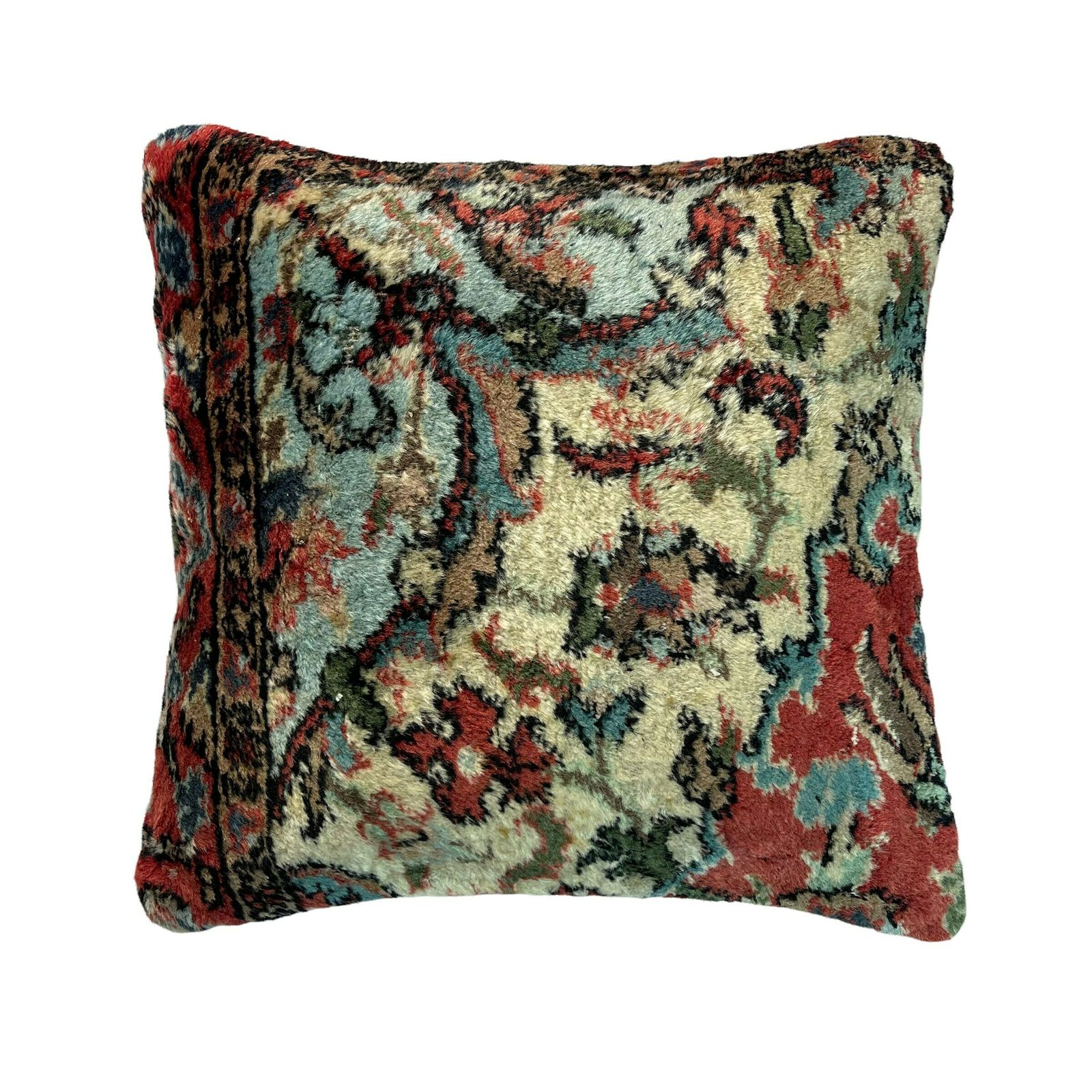 18'' X 18'' Vintage Hand Made Rug Cushion Cover, 45 X 45 Cm Decorative Rug Pillow Cover, Large Vintage Turkish Rug Cushion Cover