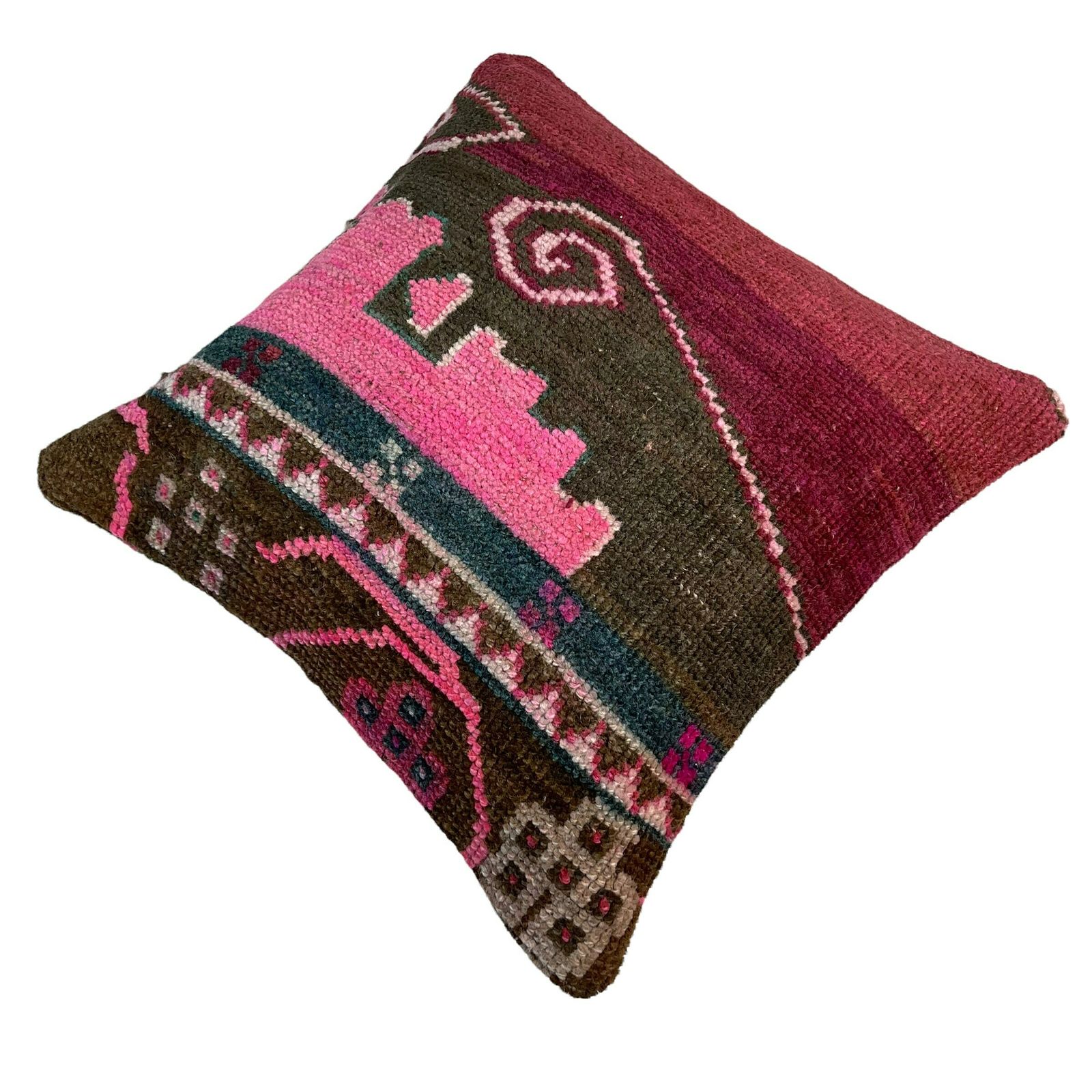 18'' X 18'' Vintage Hand Made Rug Cushion Cover, 45 X 45 Cm Decorative Rug Pillow Cover, Large Vintage Turkish Rug Cushion Cover photo buy